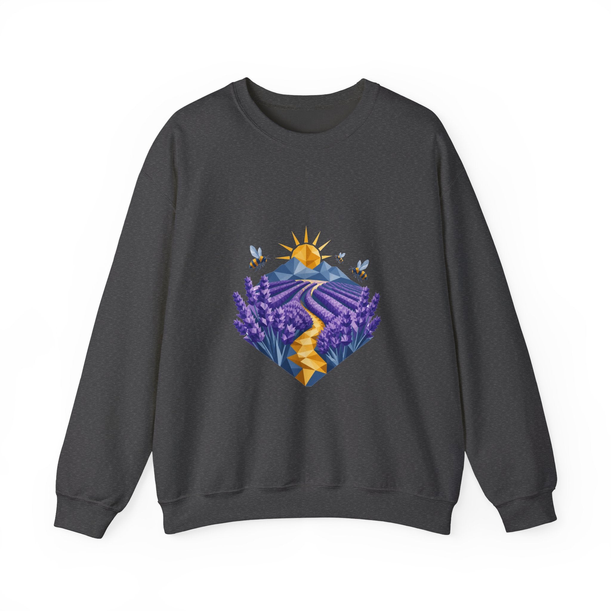 Matching Couple Sweatshirt - Lavender Fields & Canyon Matching Couple Premium Fleece Sweatshirt Geometric Art His Hers Love Gift - Design A