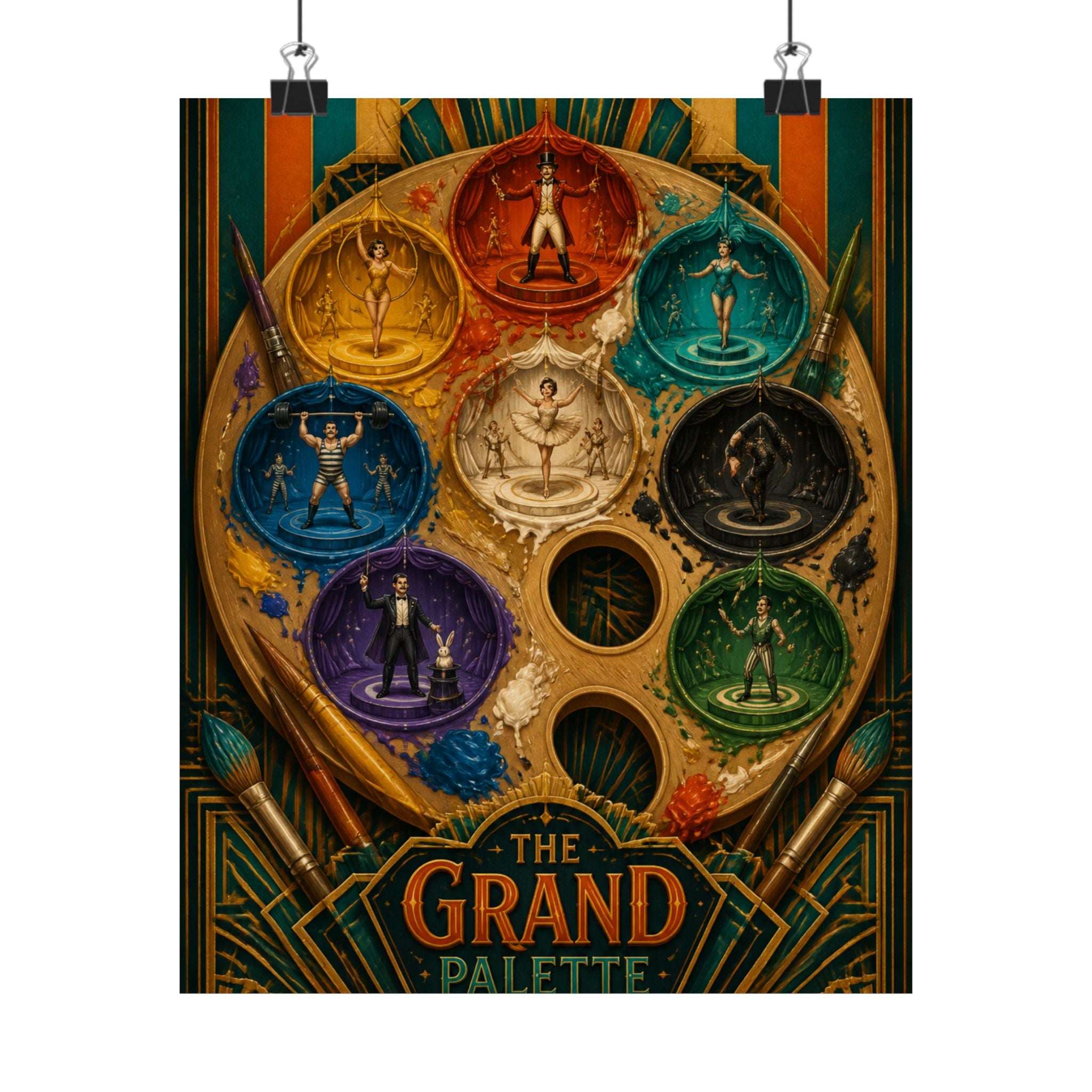 Paint Palette Stage Wall Art Poster 18×24 Art Deco Entryway Decor Maximalist Print
