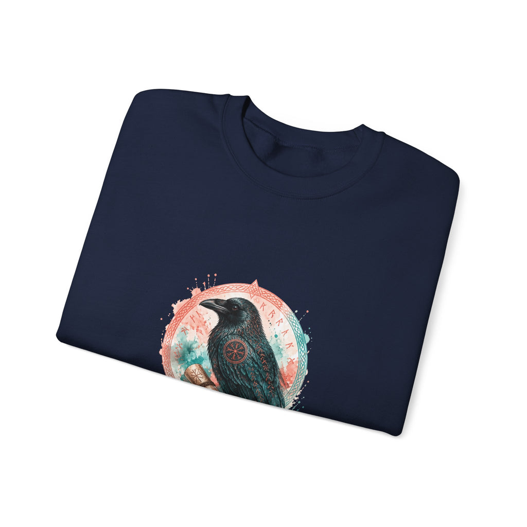 Matching Couple Sweatshirt - Huginn & Muninn Matching Couple Crewneck Sweatshirt Watercolor Art His Hers Engagement Gift - Design B