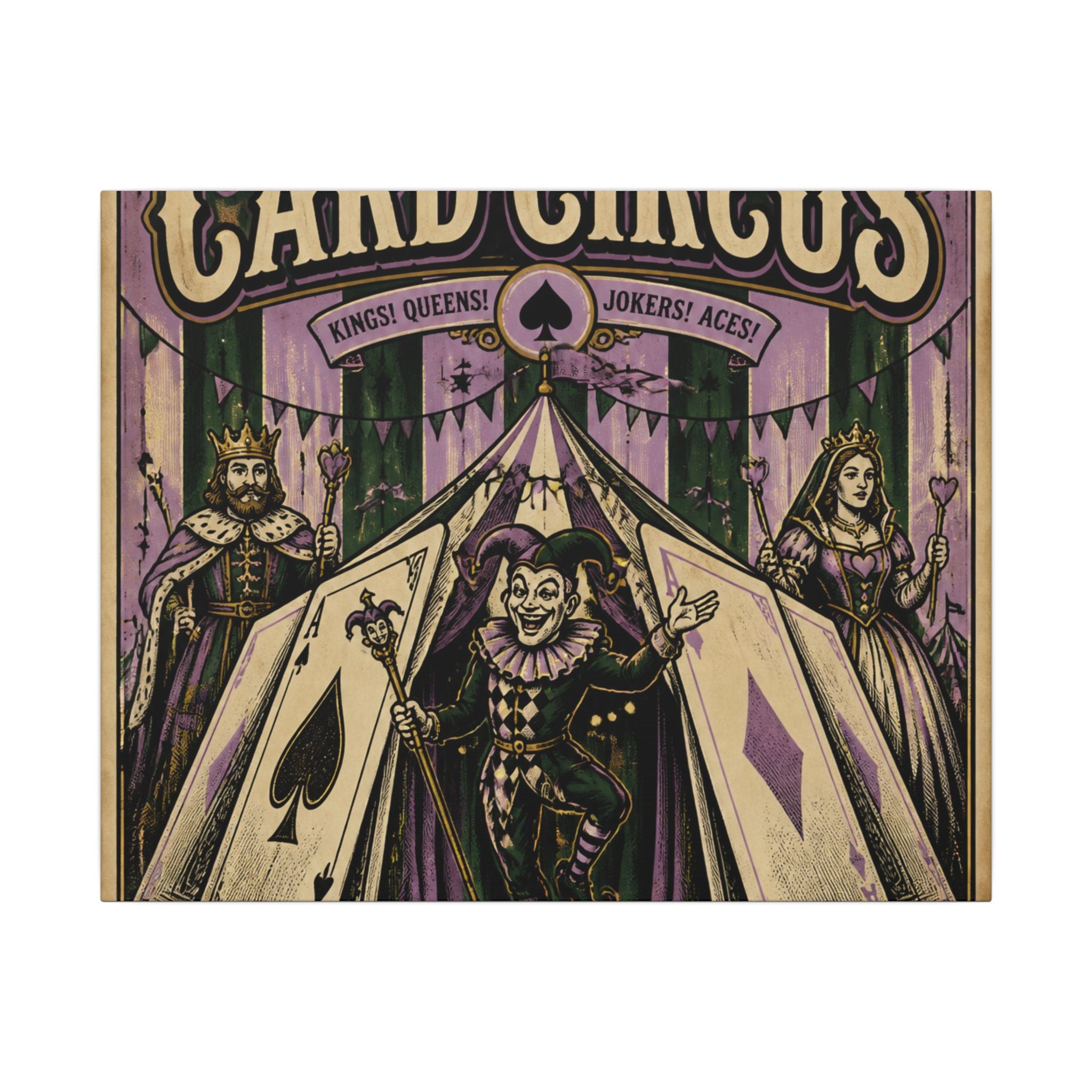 Playing Cards Tent Wall Art Canvas 16×20 Vintage Circus Kitchen Decor Maximalist Print