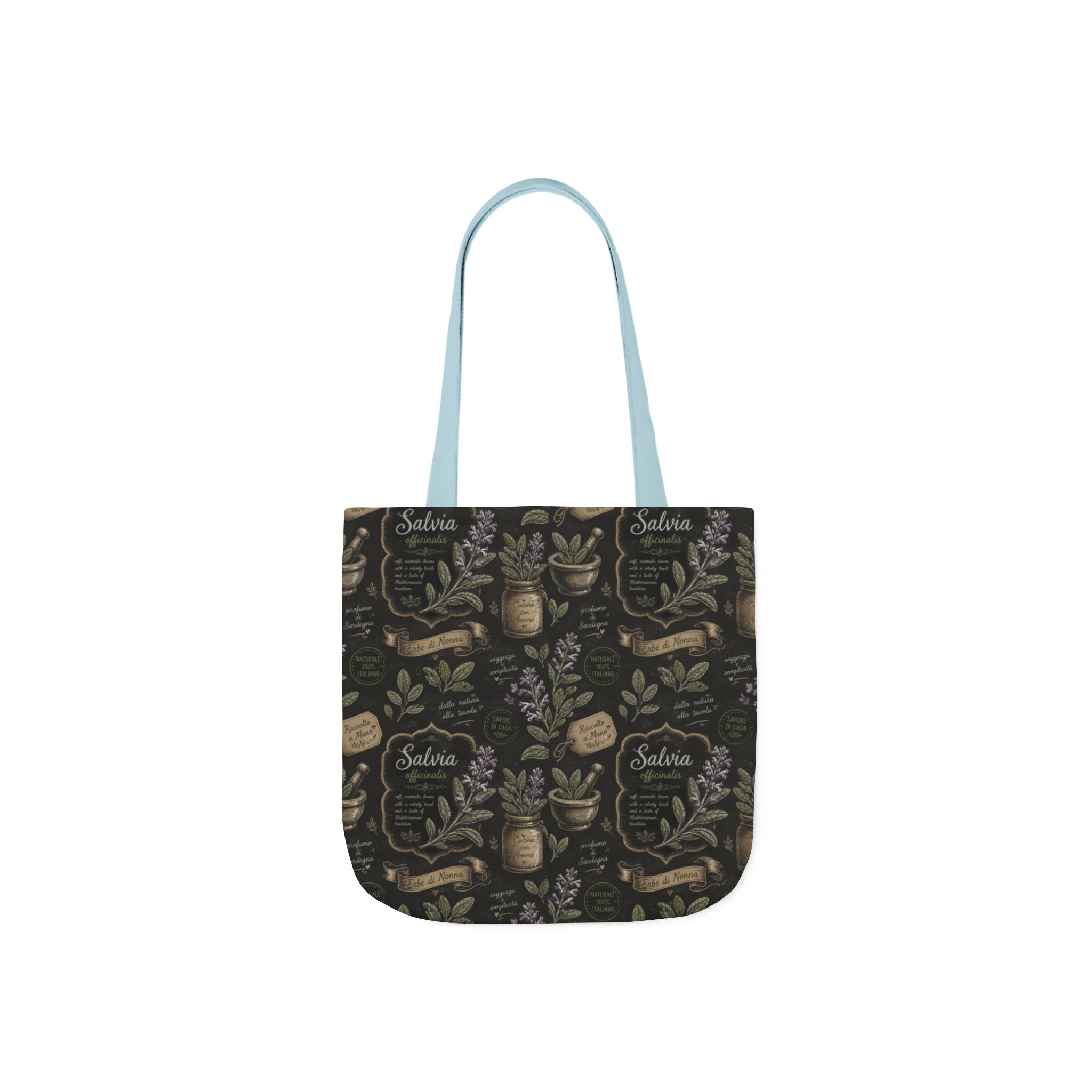 Sage Leaves Canvas Tote Bag Mediterranean Kitchen Chalk Art Design Italian Cottagecore Gift