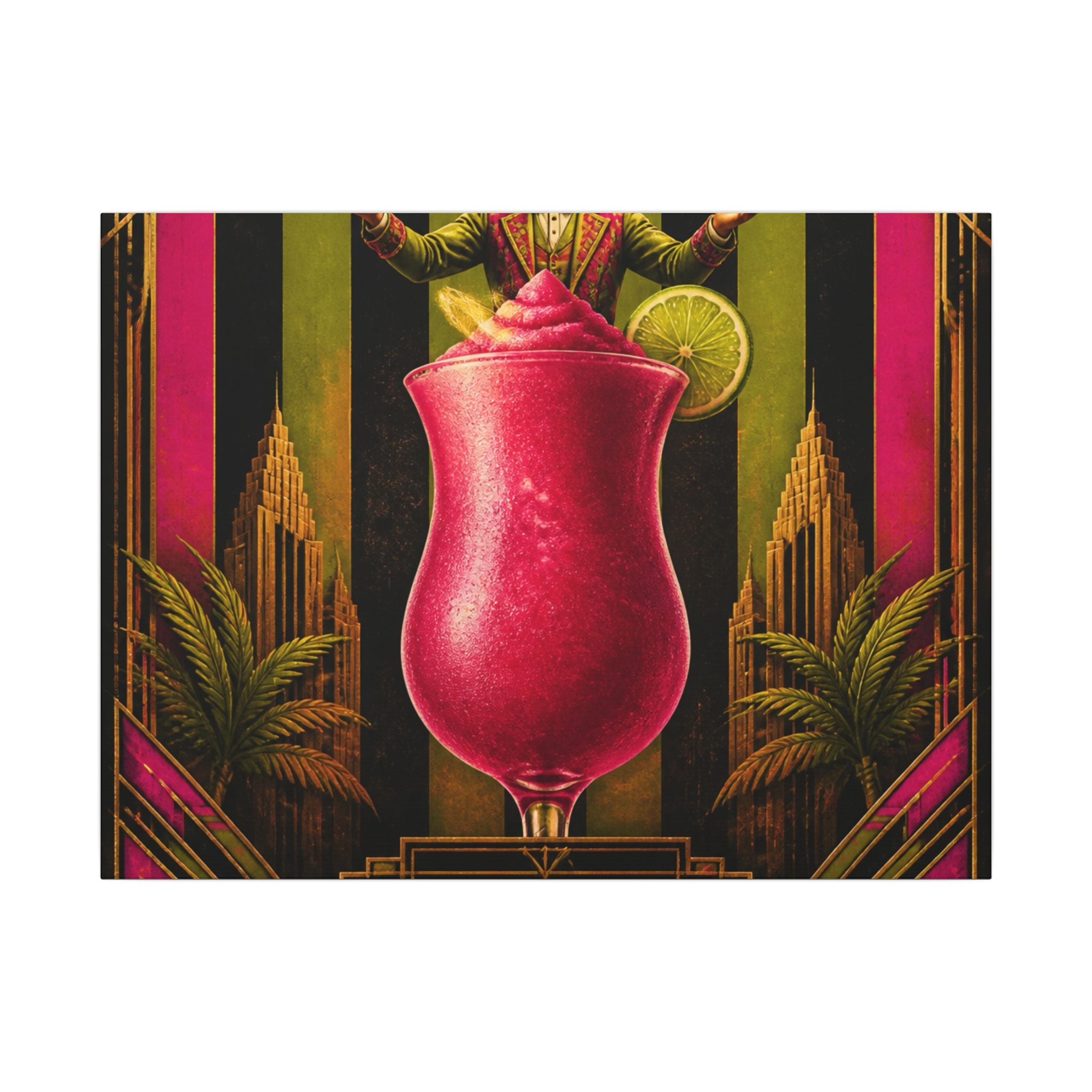 Daiquiri Fruit Juggler Wall Art Canvas 16×20 Art Deco Entryway Decor Maximalist Print