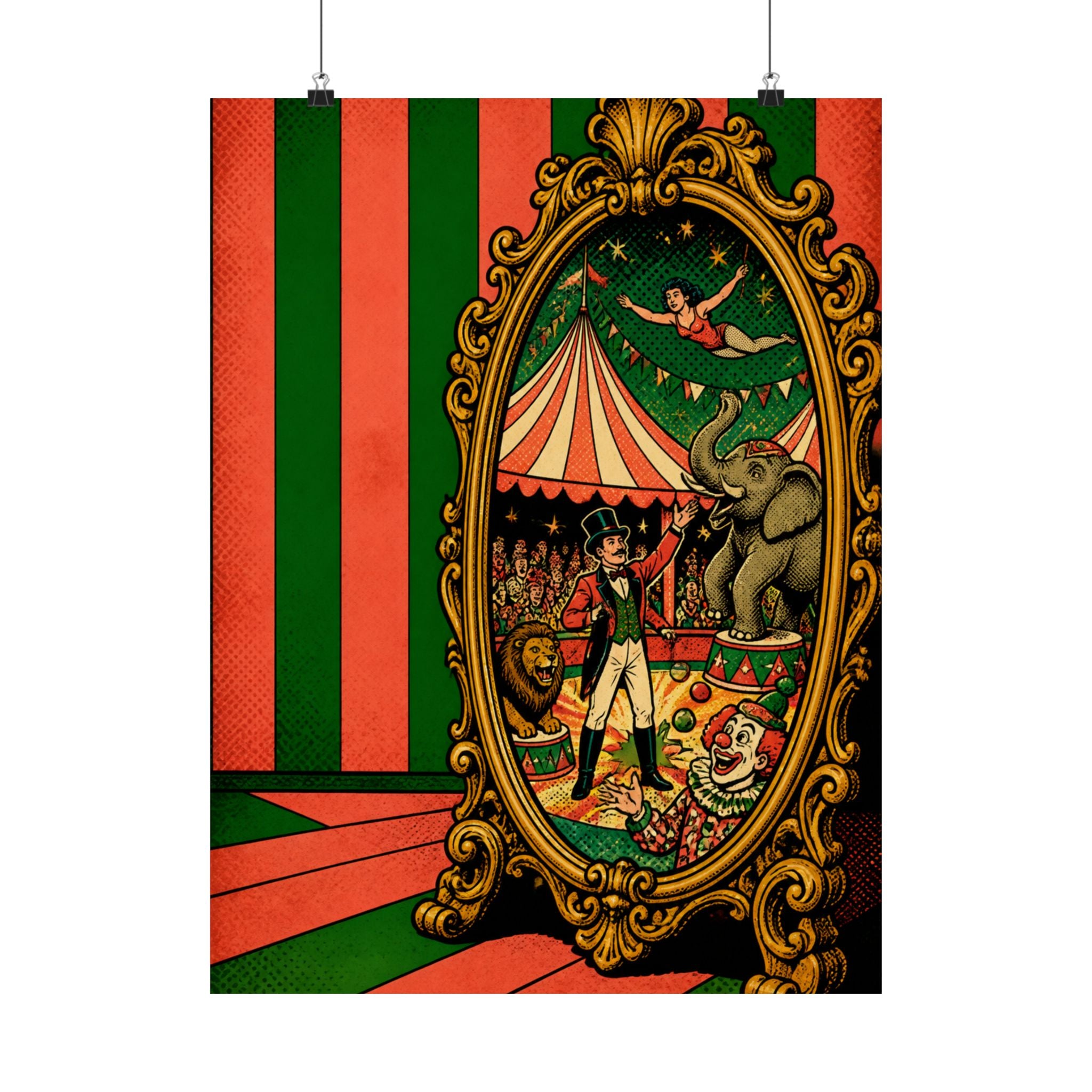 Vintage Mirror Circus Wall Art Poster 24×36 Pop Art Restaurant Decor Maximalist Print