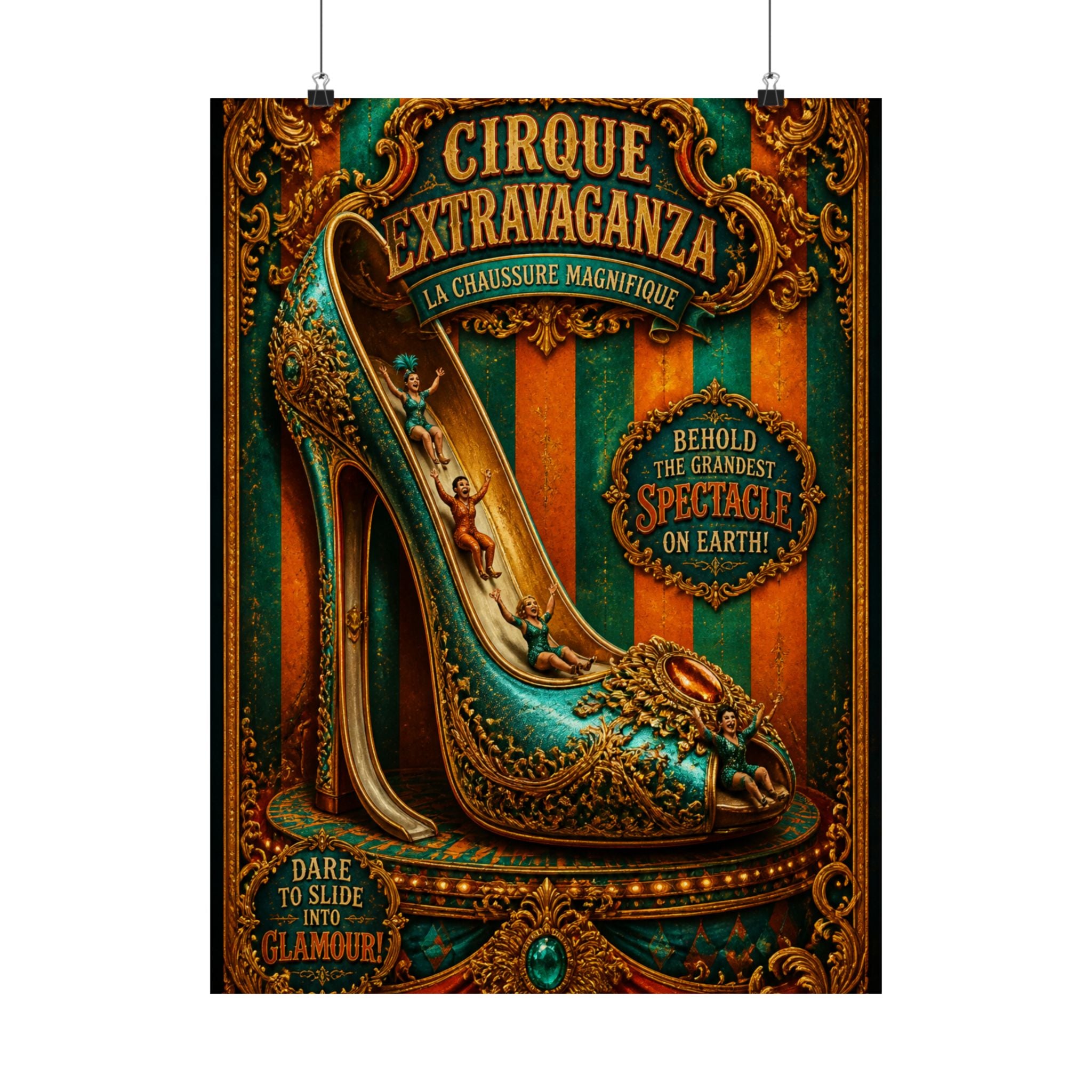High Heel Slide Wall Art Poster 24×36 Baroque Studio Decor Maximalist Print