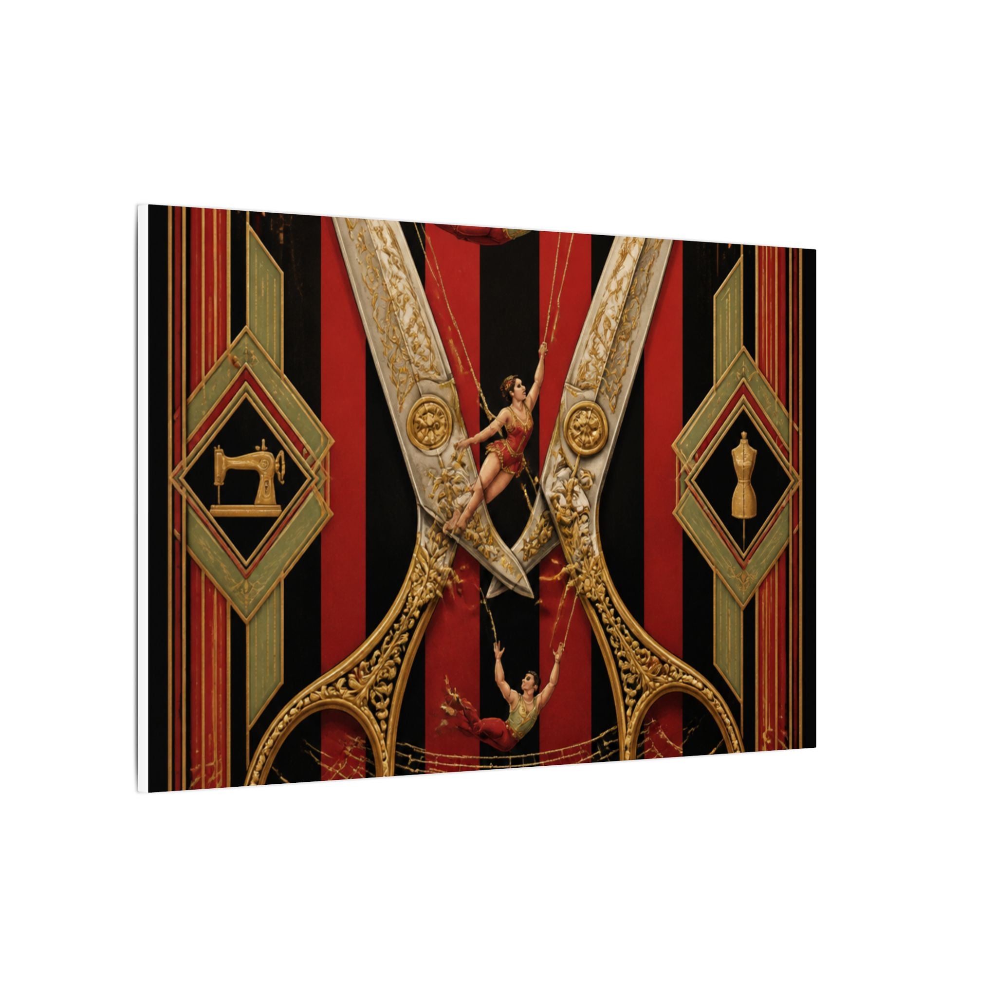 Giant Scissors Trapeze Wall Art Canvas 24×36 Art Deco Bar Area Decor Maximalist Print