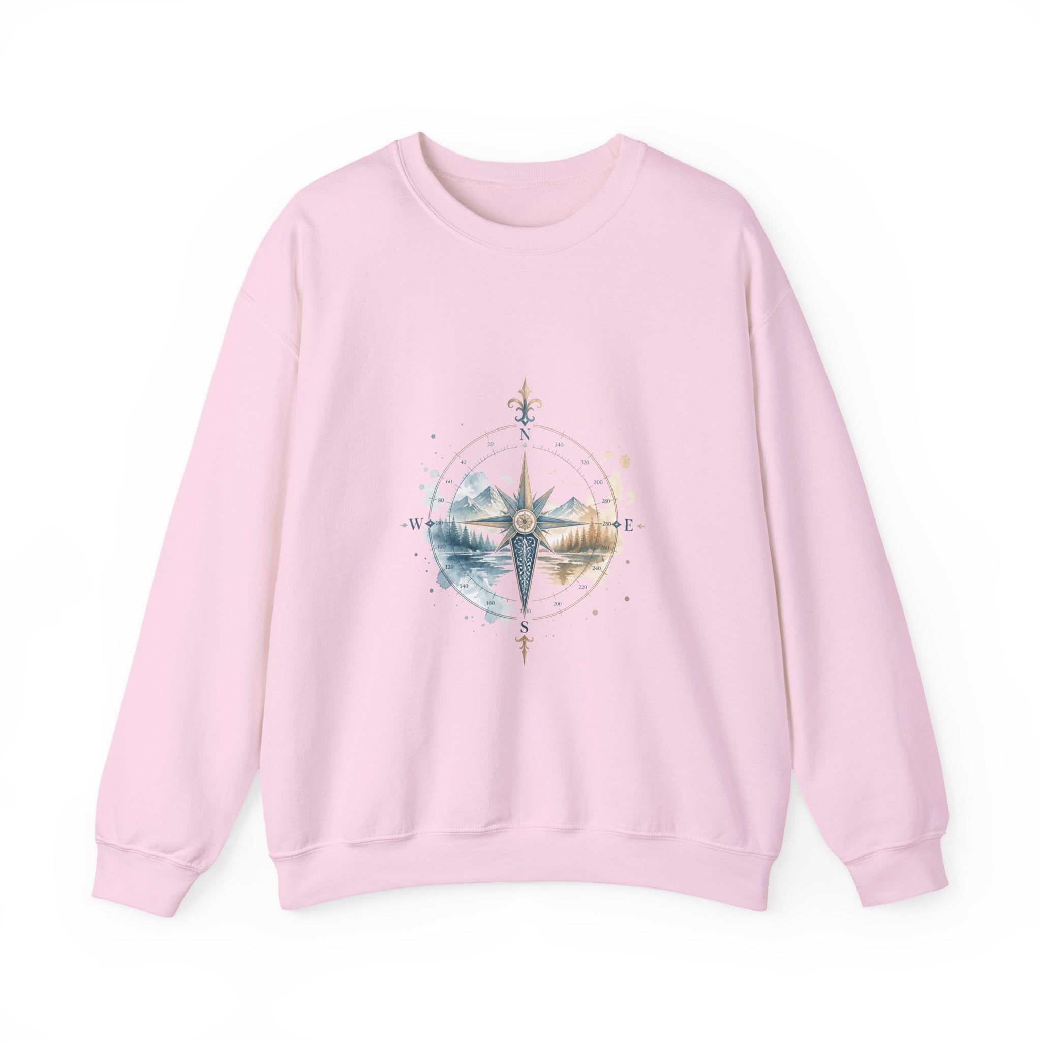 Matching Couple Sweatshirt - Compass North & South Matching Couple Crewneck Sweatshirt Watercolor Art His Hers Engagement Gift - Design B