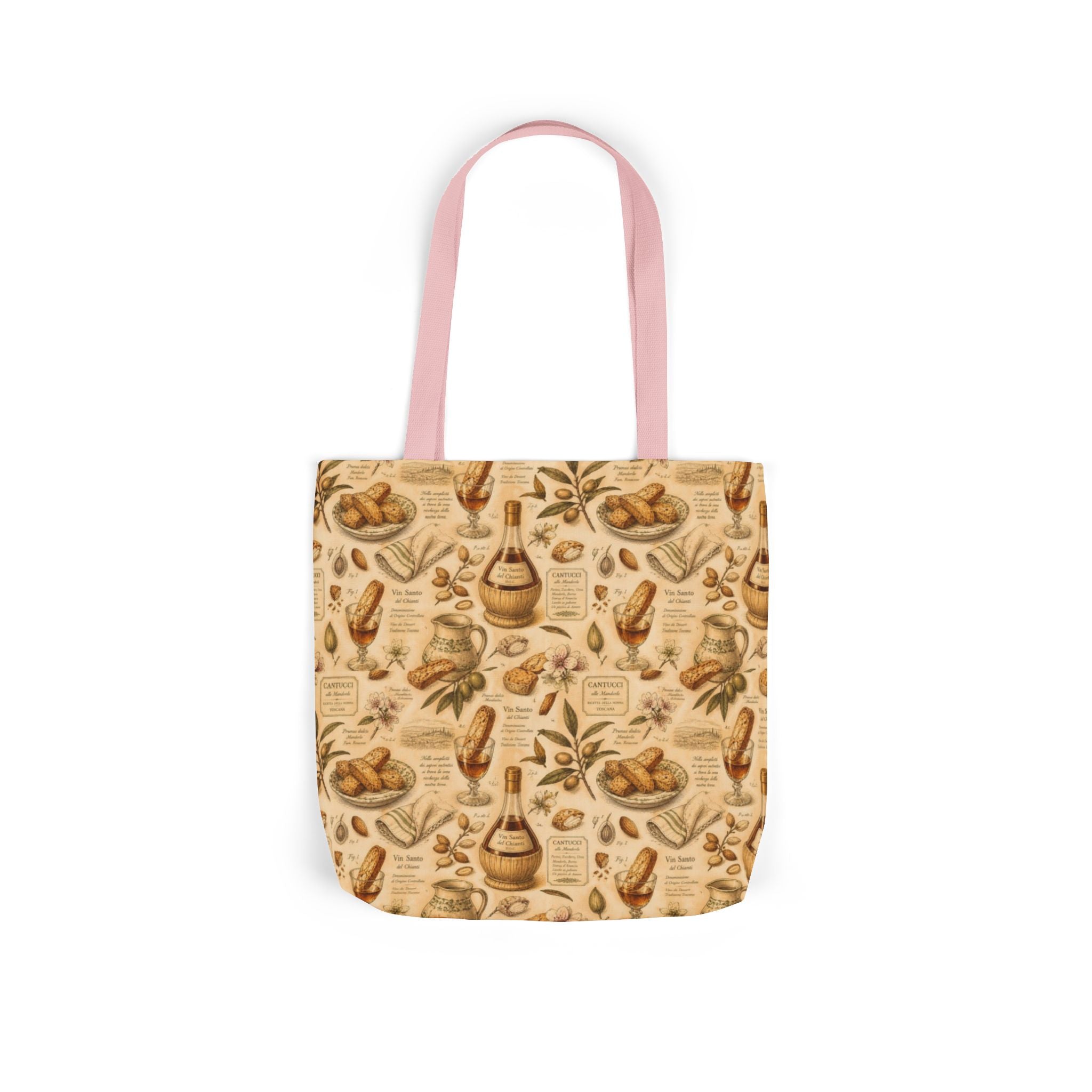 Biscotti & Vin Santo Canvas Tote Bag Mediterranean Kitchen Botanical Design Italian Cottagecore Gift