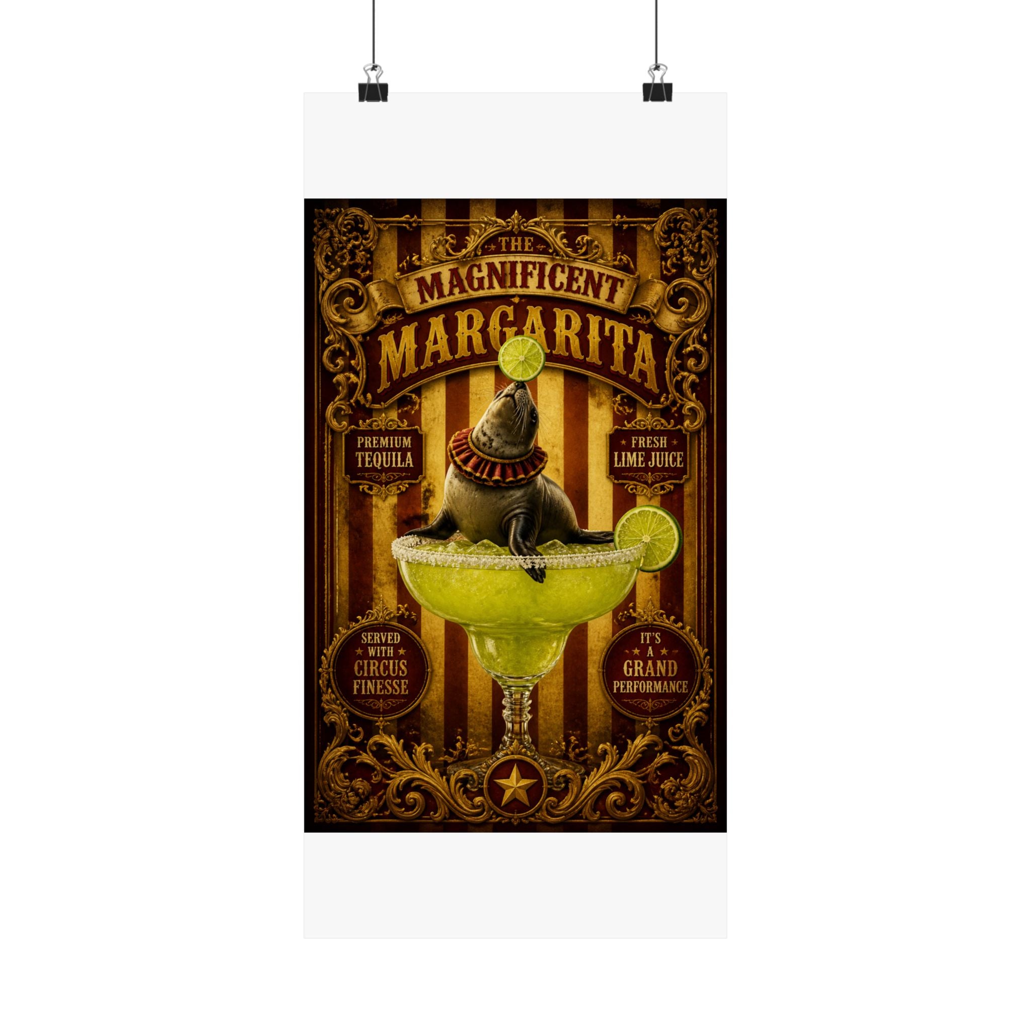 Margarita Balancing Seal Wall Art Poster 24×36 Baroque Studio Decor Maximalist Print