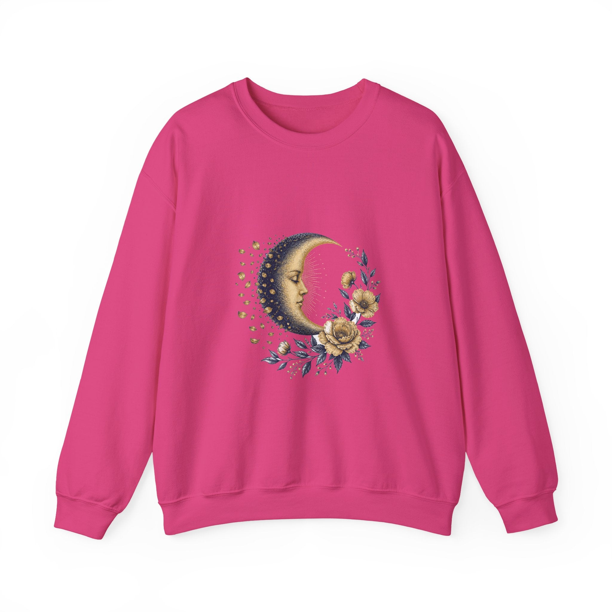 Matching Couple Sweatshirt - Waxing & Waning Moon Matching Couple Premium Fleece Sweatshirt Vintage Art His Hers Honeymoon Gift - Design B