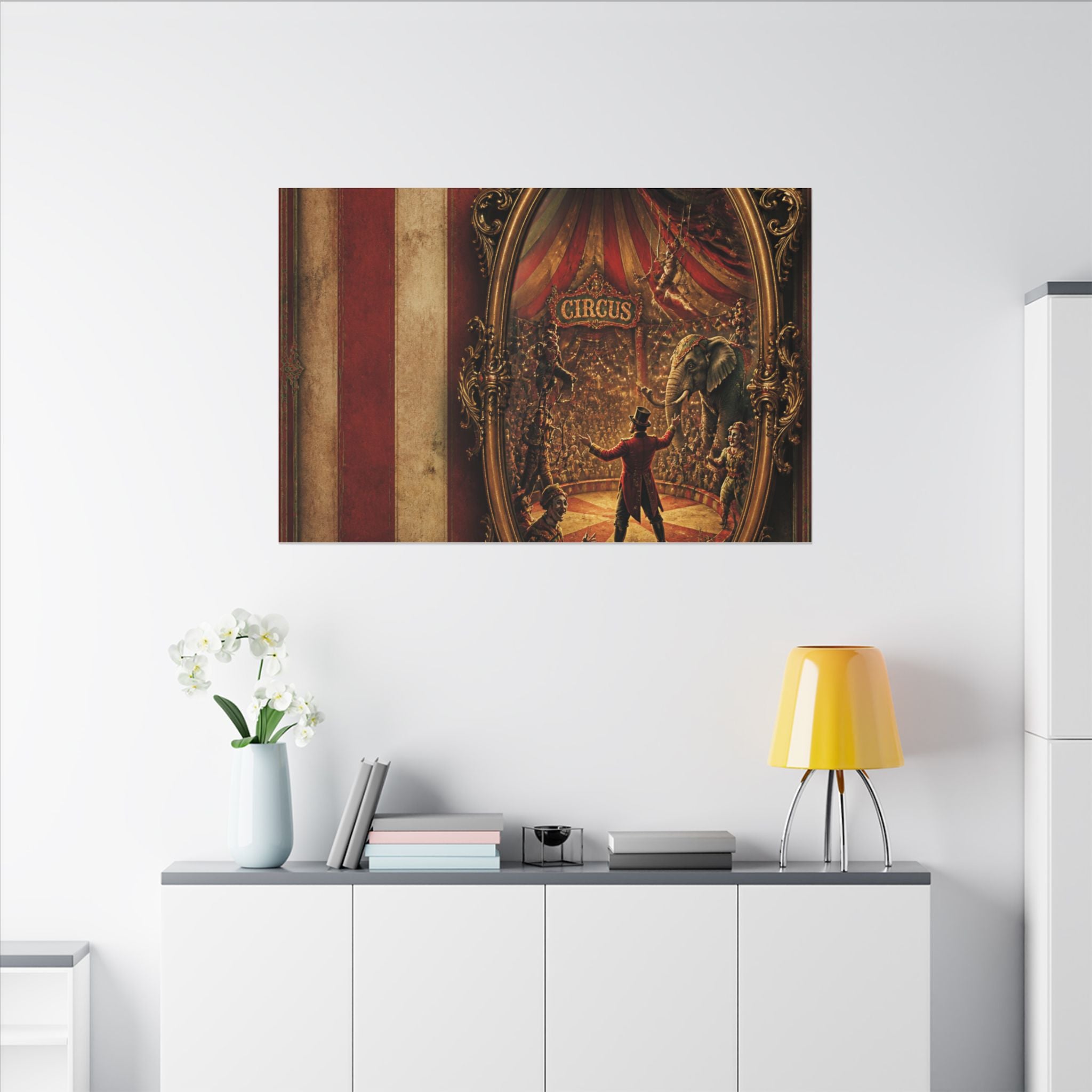 Vintage Mirror Circus Wall Art Canvas 24×36 Baroque Studio Decor Maximalist Print