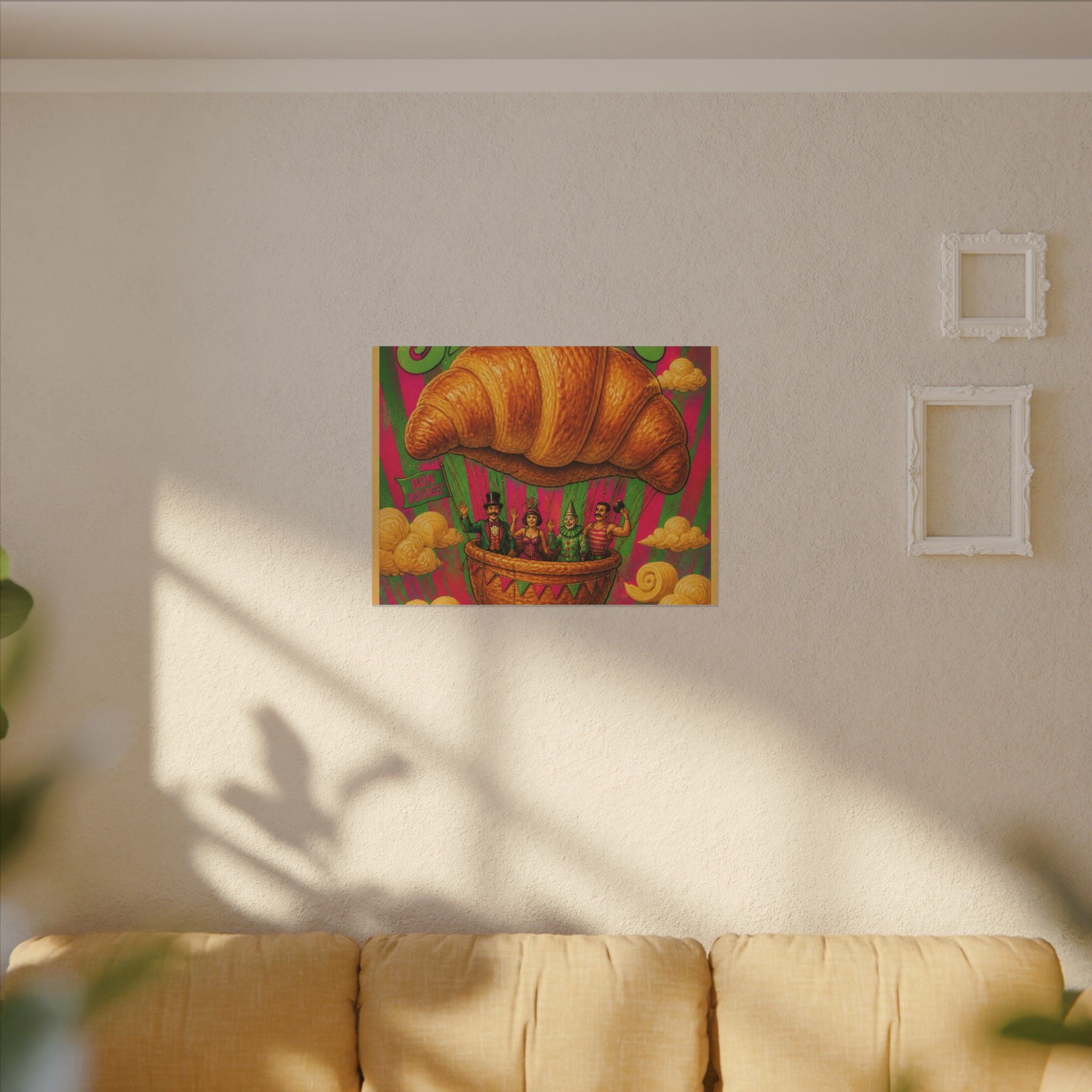 Croissant Hot Air Balloon Wall Art Canvas 16×20 Psychedelic Cafe Decor Maximalist Print