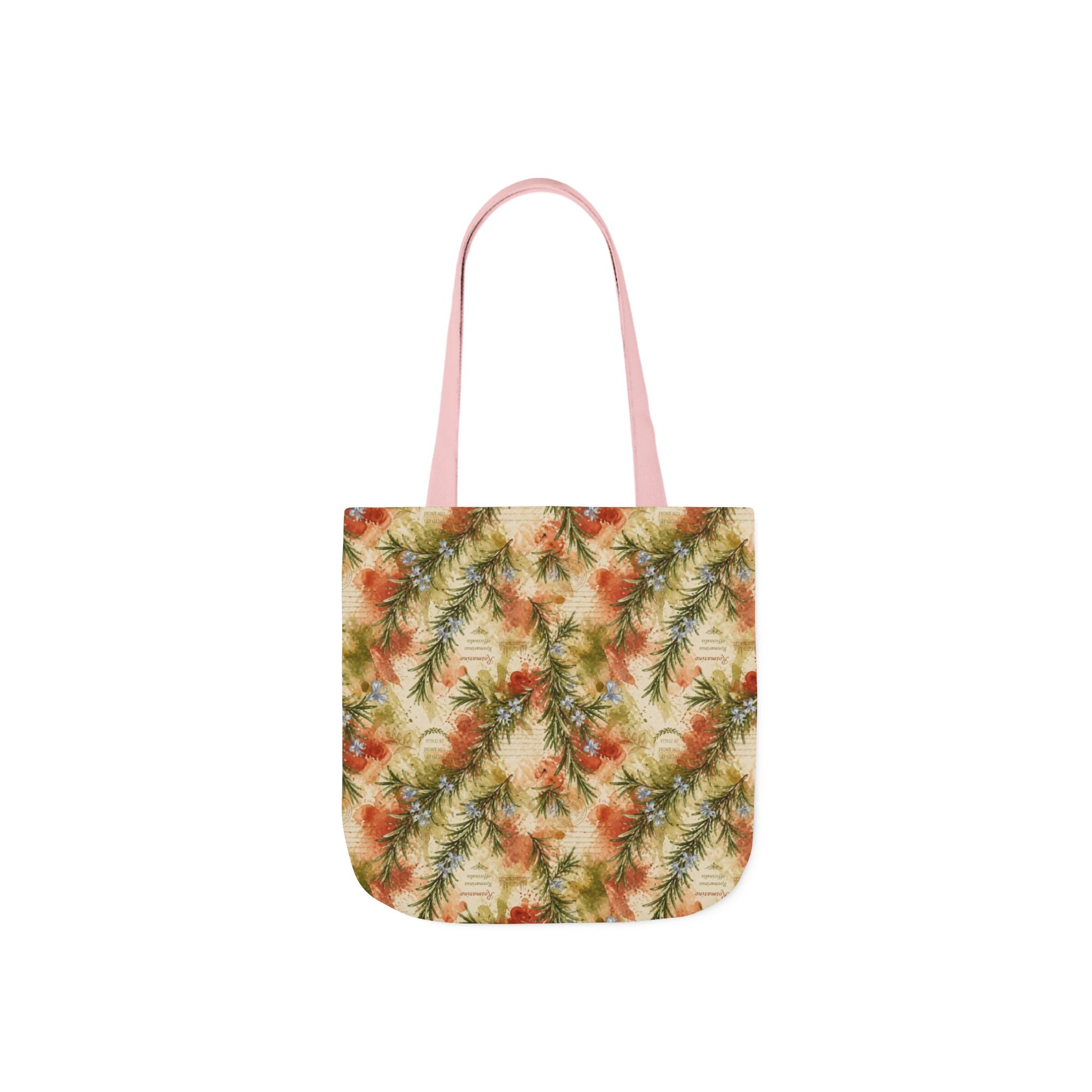 Rosemary Sprigs Canvas Tote Bag Mediterranean Kitchen Watercolor Splash Design Italian Cottagecore Gift
