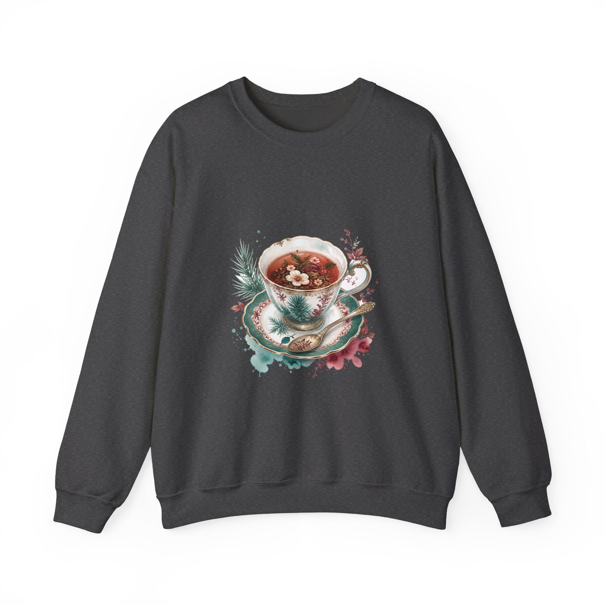 Matching Couple Sweatshirt - Coffee & Tea Matching Couple Comfort Colors Crew Watercolor Art His Hers Birthday Gift - Design B