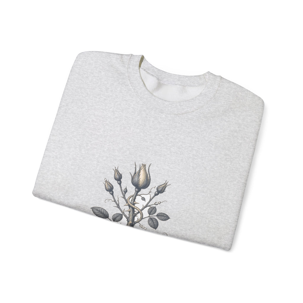 Matching Couple Sweatshirt - Rose & Thorn Matching Couple Crewneck Sweatshirt Vintage Art His Hers Wedding Gift - Design B