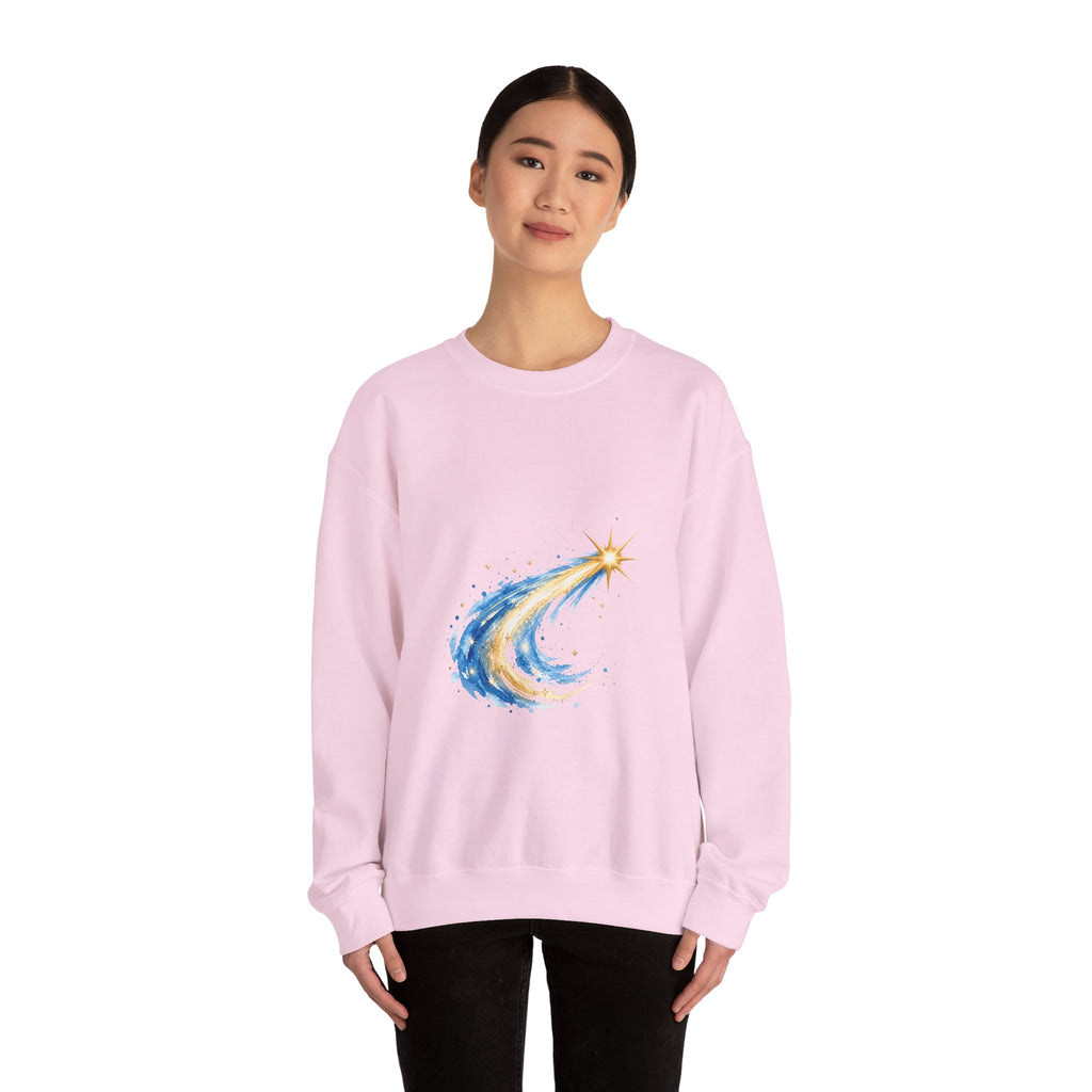 Matching Couple Sweatshirt - Shooting Star & North Star Matching Couple Premium Fleece Sweatshirt Watercolor Art His Hers Birthday Gift - Design A