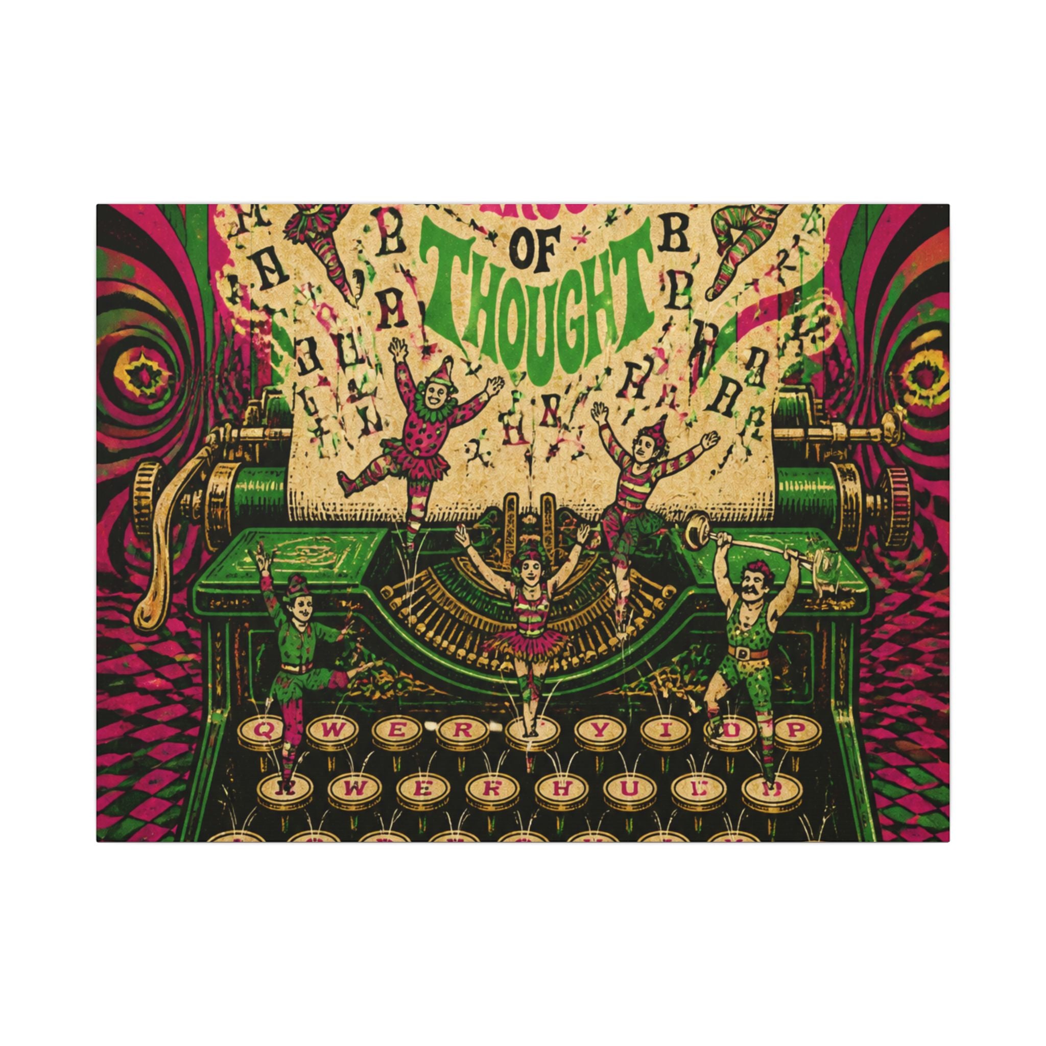 Typewriter Flying Letters Wall Art Canvas 24×36 Psychedelic Dining Room Decor Maximalist Print