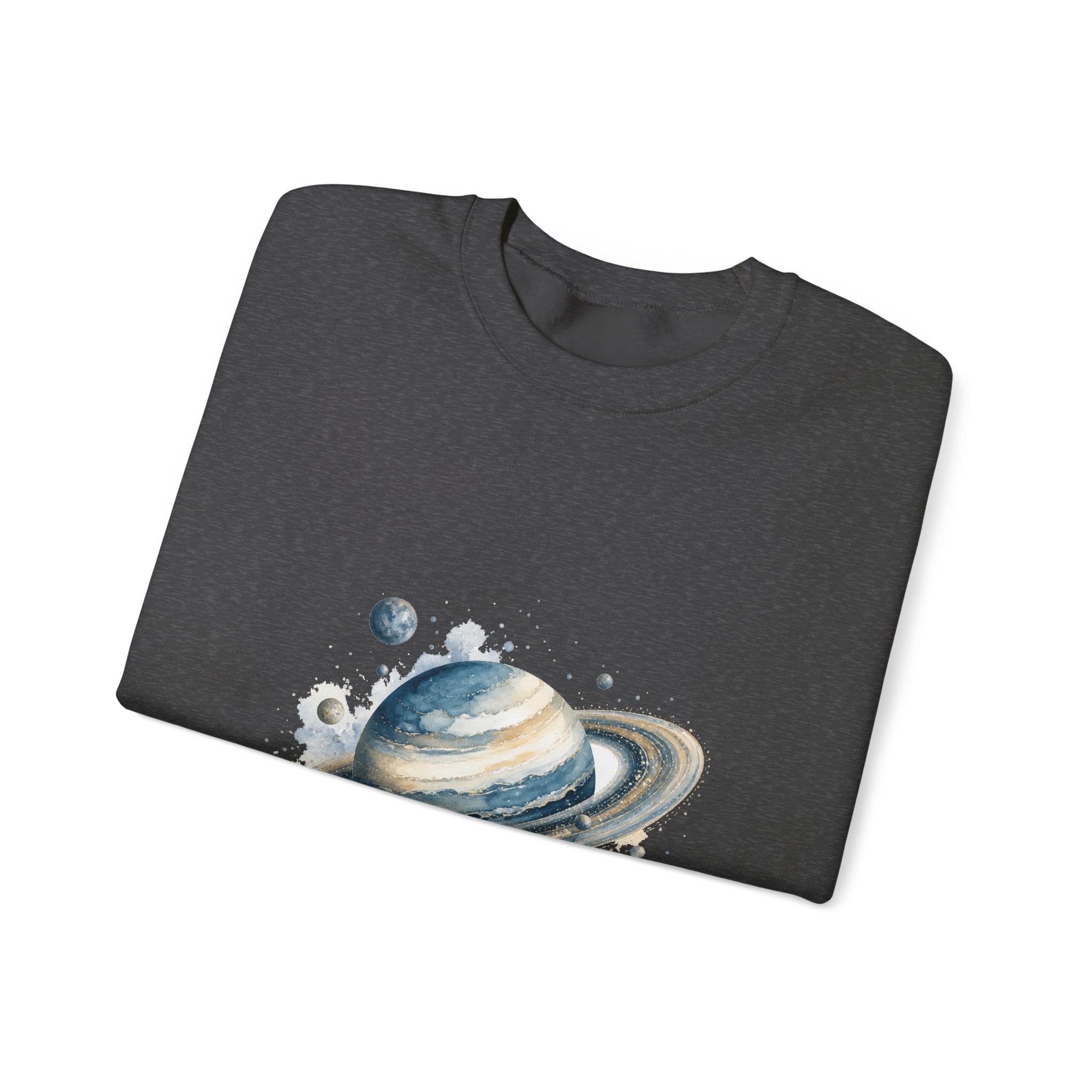 Matching Couple Sweatshirt - Astronaut & Planet Matching Couple Crewneck Sweatshirt Watercolor Art His Hers Engagement Gift - Design B