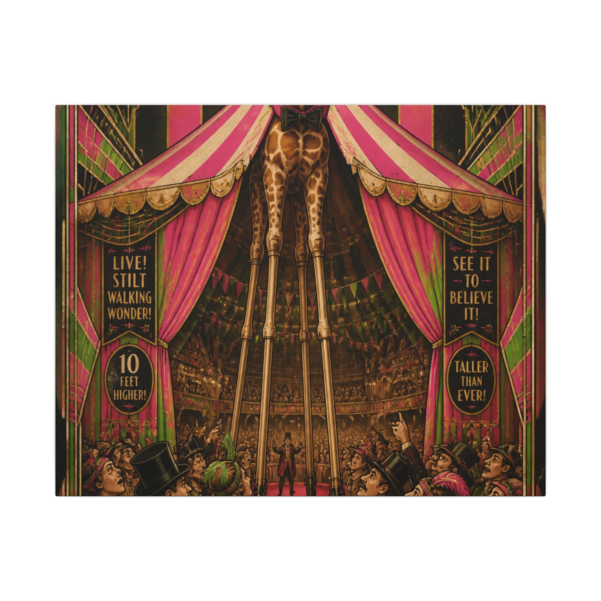 Giraffe on Stilts Wall Art Canvas 24×36 Art Deco Bar Area Decor Maximalist Print