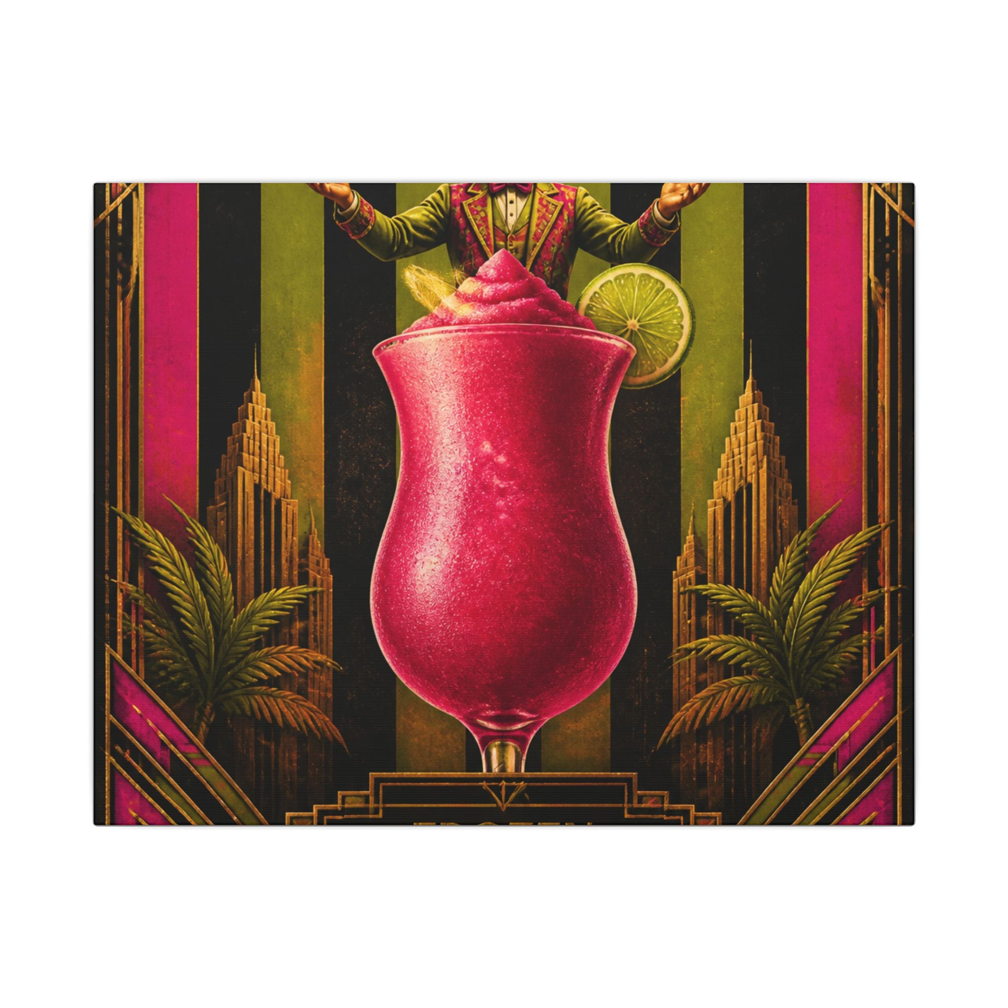 Daiquiri Fruit Juggler Wall Art Canvas 16×20 Art Deco Entryway Decor Maximalist Print