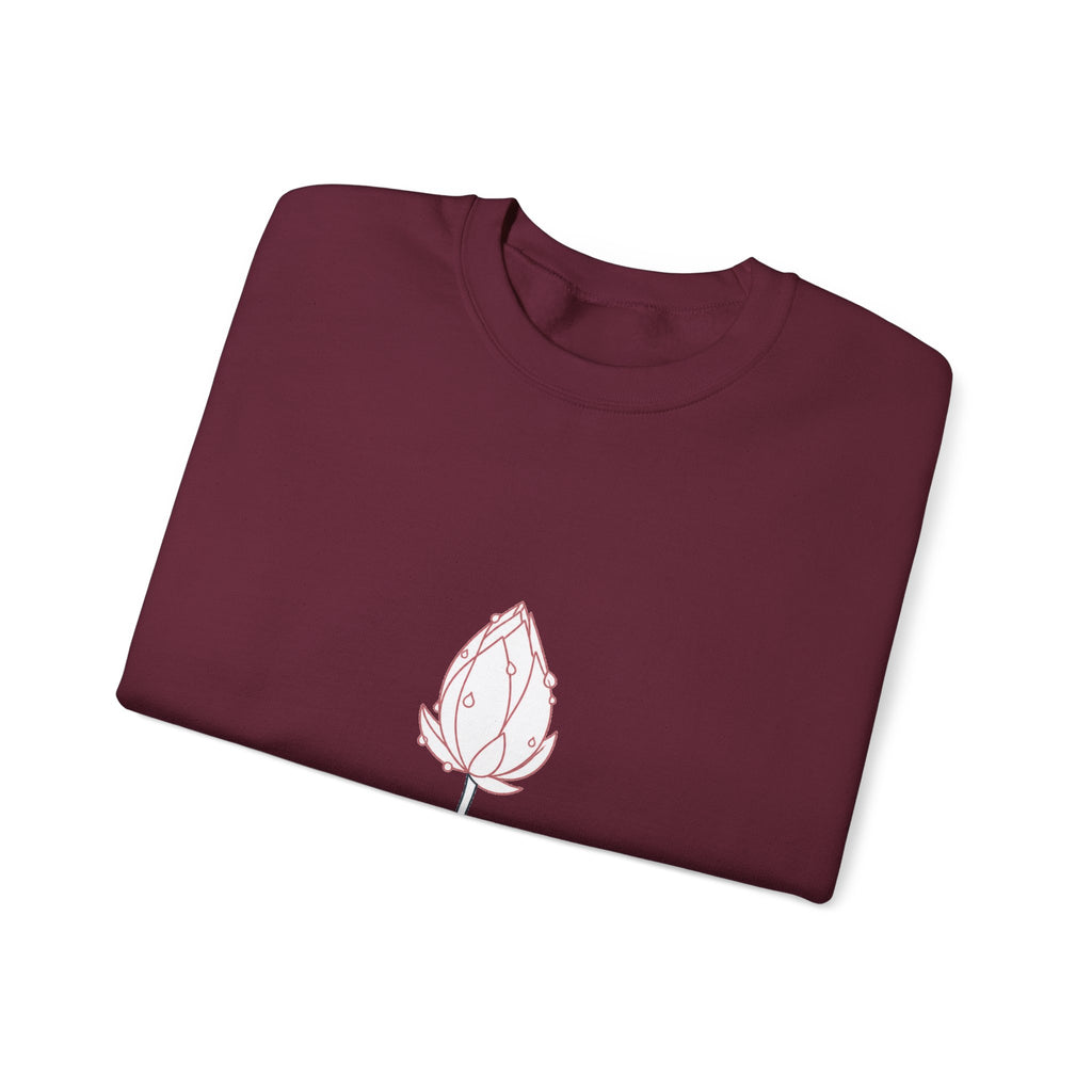 Matching Couple Sweatshirt - Open & Closed Lotus Matching Couple Crewneck Sweatshirt Minimalist Art His Hers Valentine Gift - Design B