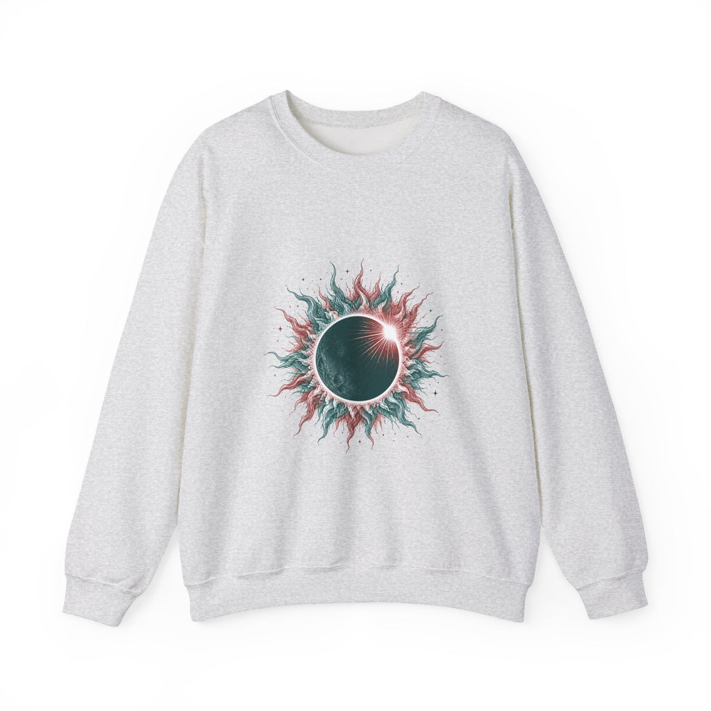 Matching Couple Sweatshirt - Solar & Lunar Eclipse Matching Couple Premium Fleece Sweatshirt Hand-Drawn Art His Hers Anniversary Gift - Design A