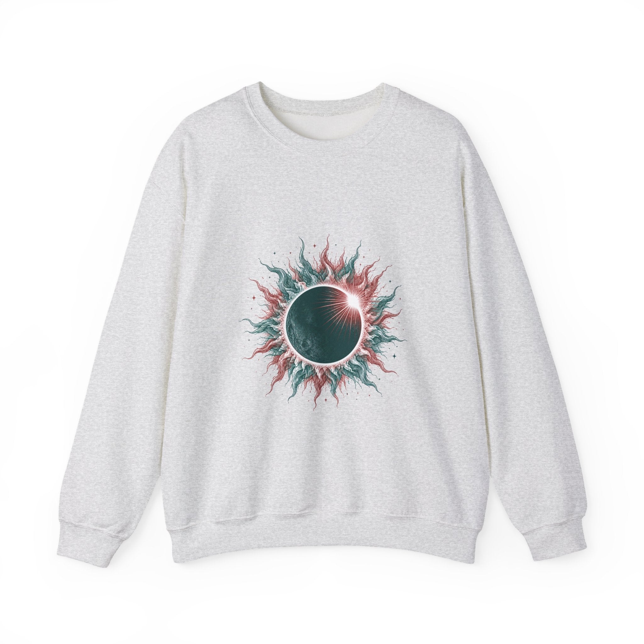 Matching Couple Sweatshirt - Solar & Lunar Eclipse Matching Couple Premium Fleece Sweatshirt Hand-Drawn Art His Hers Anniversary Gift - Design A