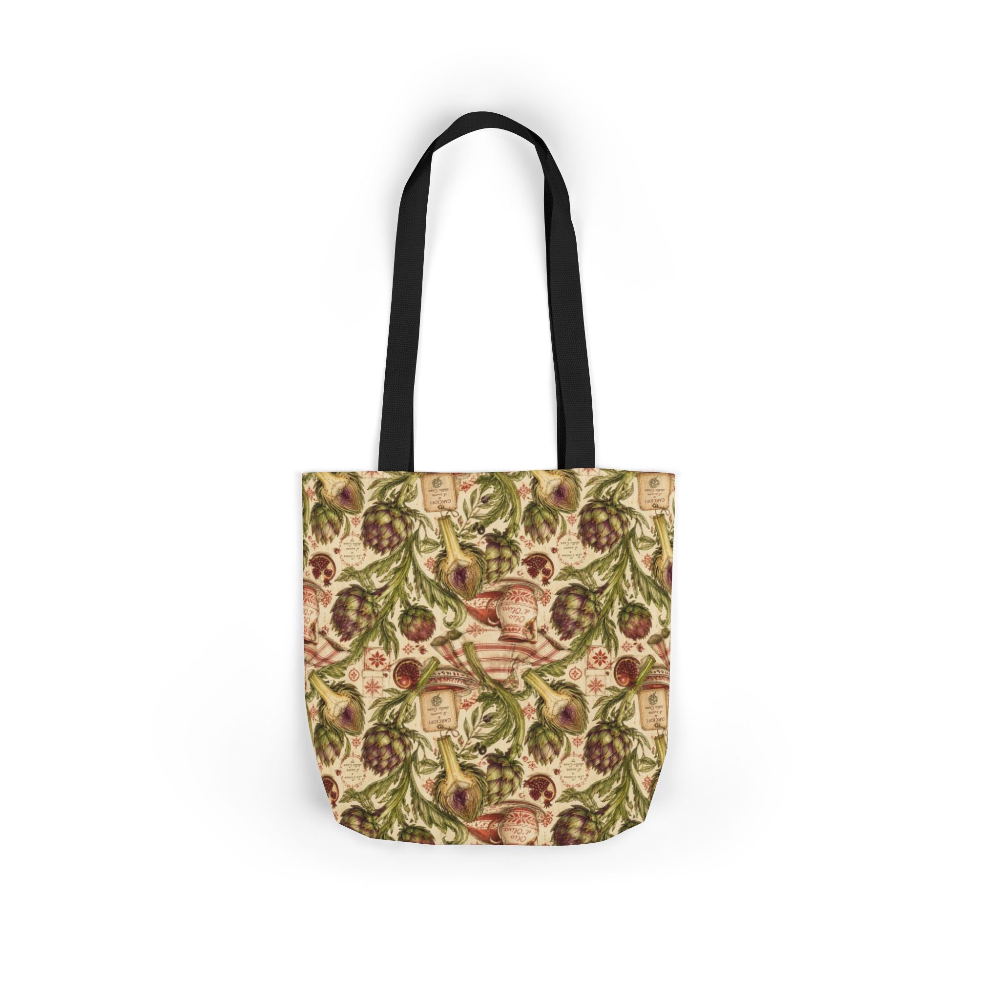 Globe Artichokes Canvas Tote Bag Mediterranean Kitchen Watercolor Design Italian Cottagecore Gift
