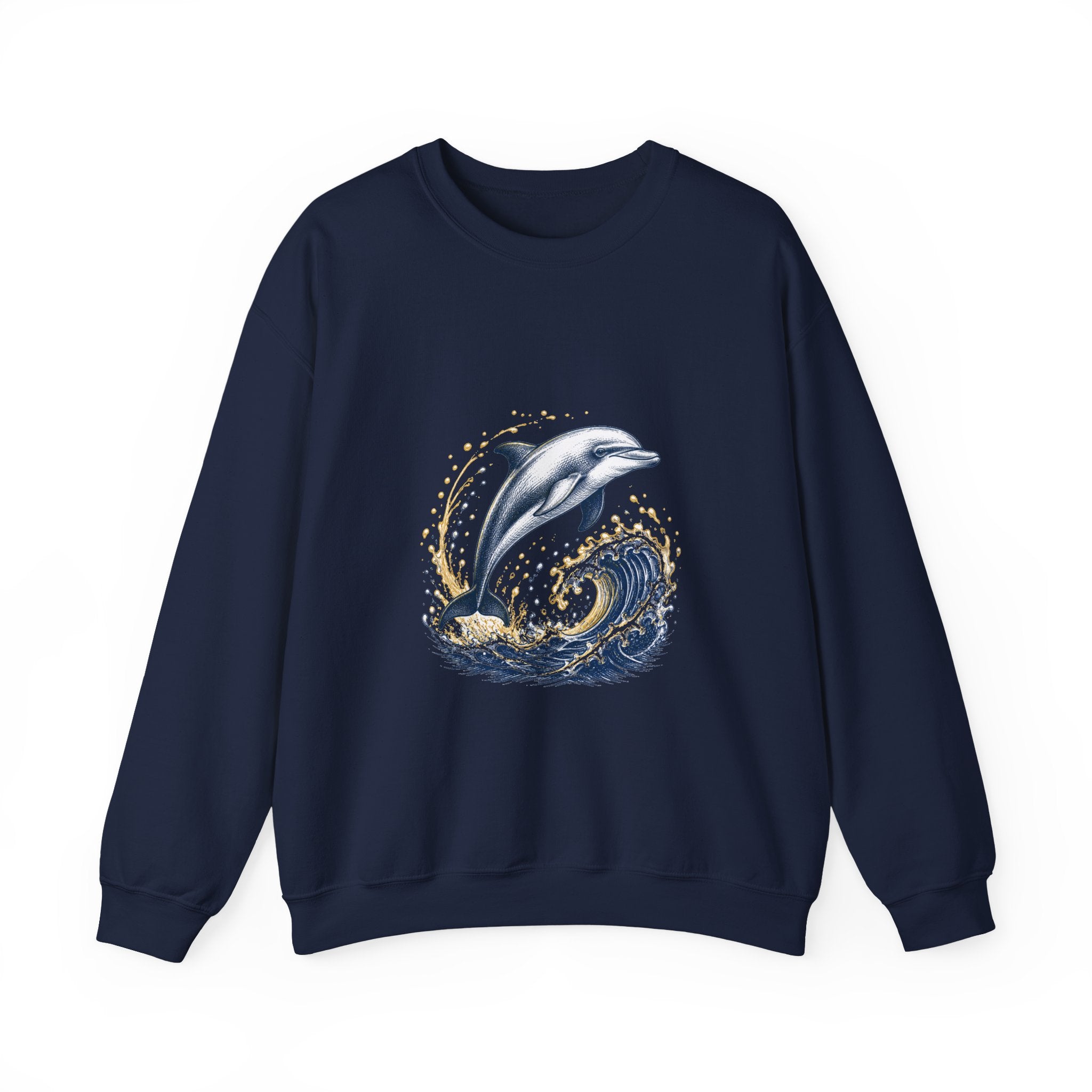 Matching Couple Sweatshirt - Shark & Dolphin Matching Couple Comfort Colors Crew Hand-Drawn Art His Hers Anniversary Gift - Design B