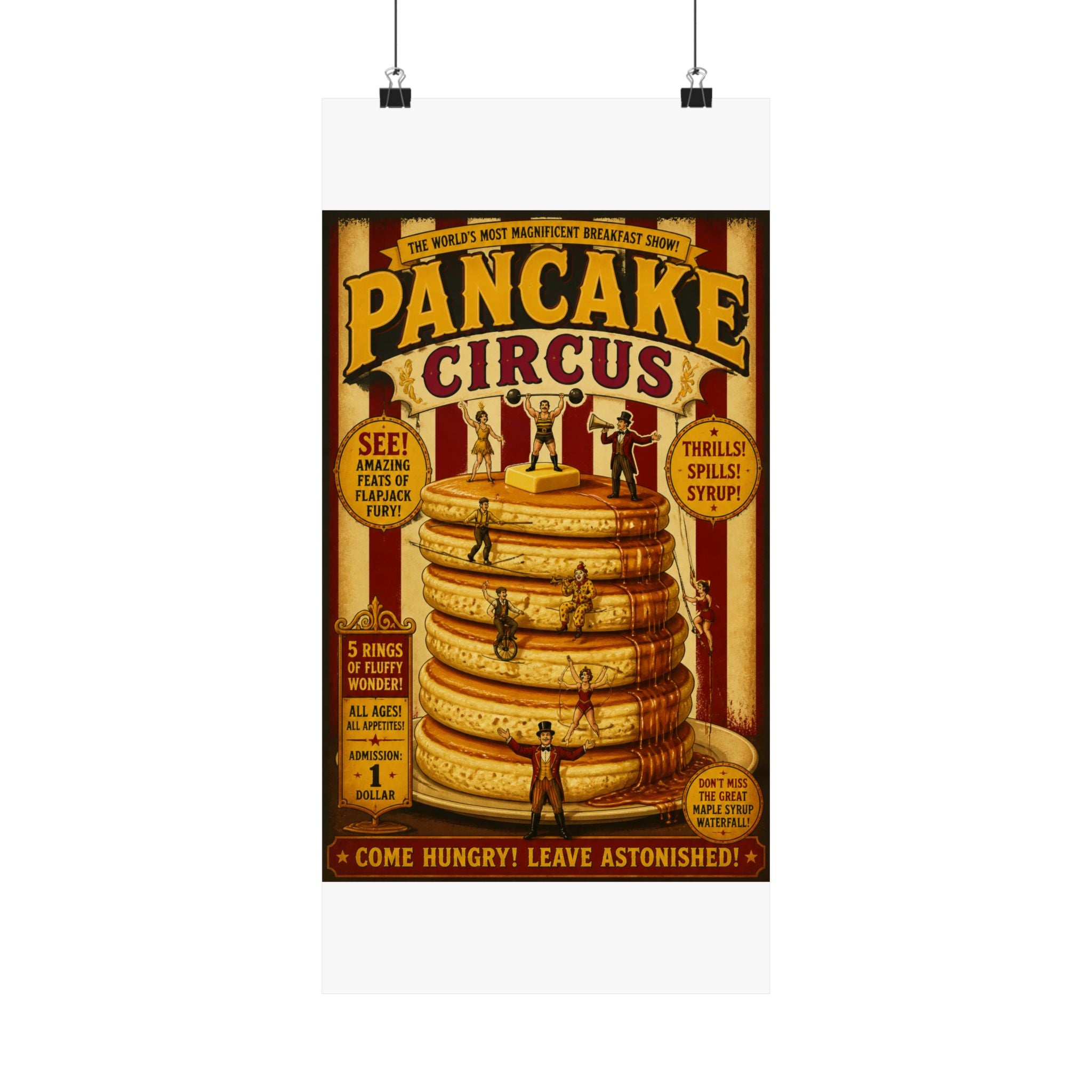 Pancake Stack Platform Wall Art Poster 24×36 Vintage Circus Bedroom Decor Maximalist Print