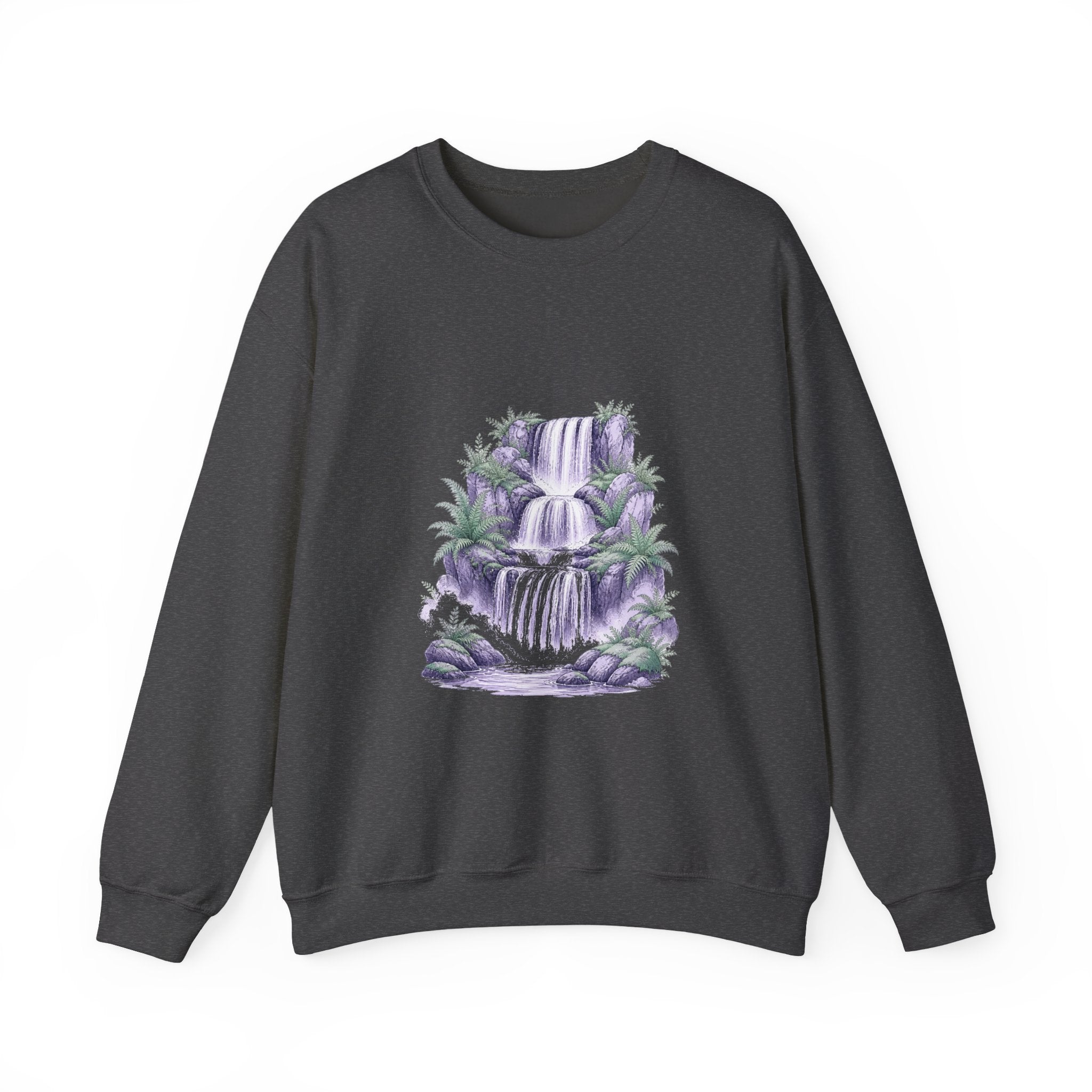 Matching Couple Sweatshirt - Wildfire & Waterfall Matching Couple Crewneck Sweatshirt Hand-Drawn Art His Hers Best Friend Gift - Design B