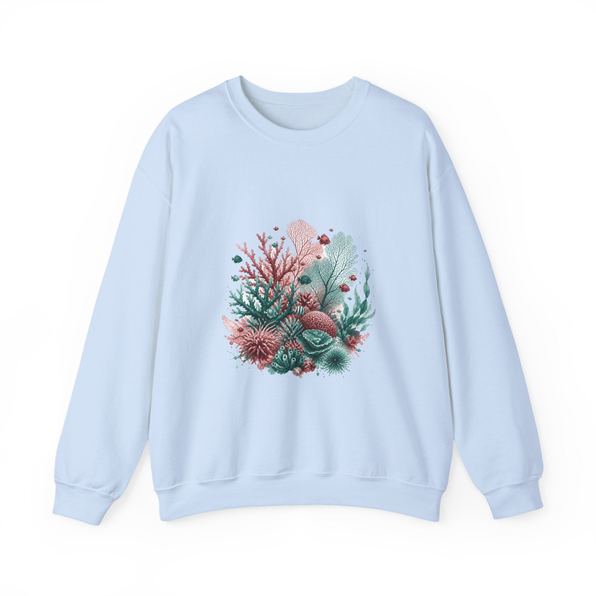 Matching Couple Sweatshirt - Coral Reef & Deep Sea Matching Couple Premium Fleece Sweatshirt Watercolor Art His Hers Birthday Gift - Design A