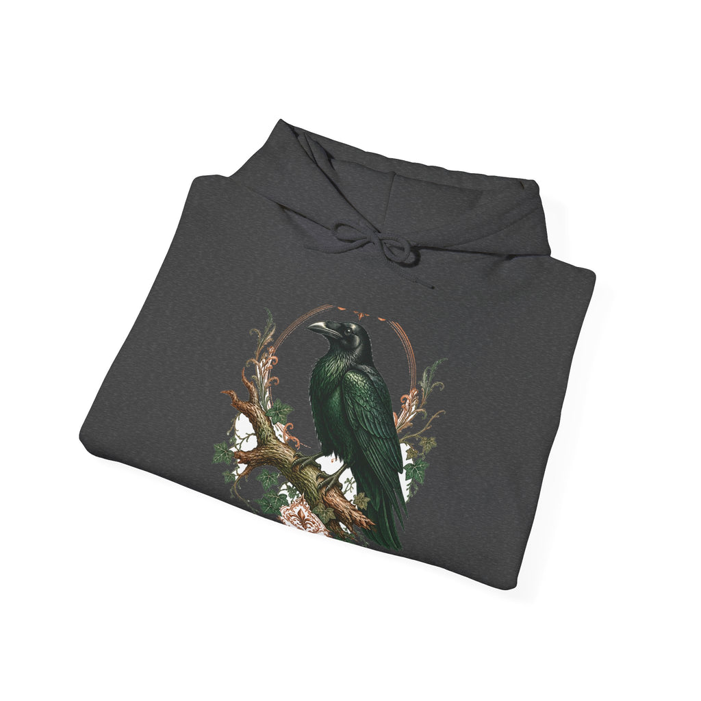 Matching Couple Sweatshirt - Raven & Swan Matching Couple Hooded Sweatshirt Vintage Art His Hers Wedding Gift - Design A