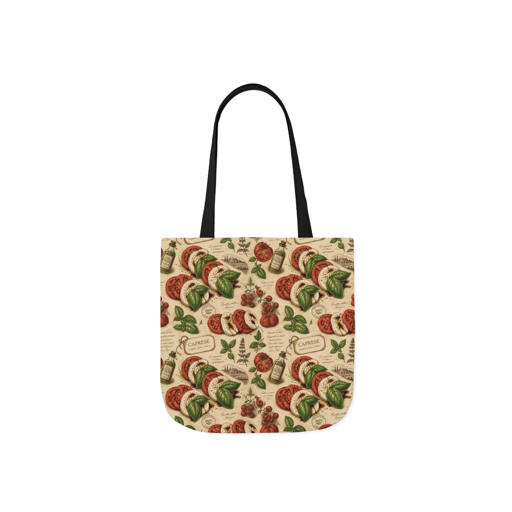 Caprese Arrangement Canvas Tote Bag Mediterranean Kitchen Botanical Design Italian Cottagecore Gift