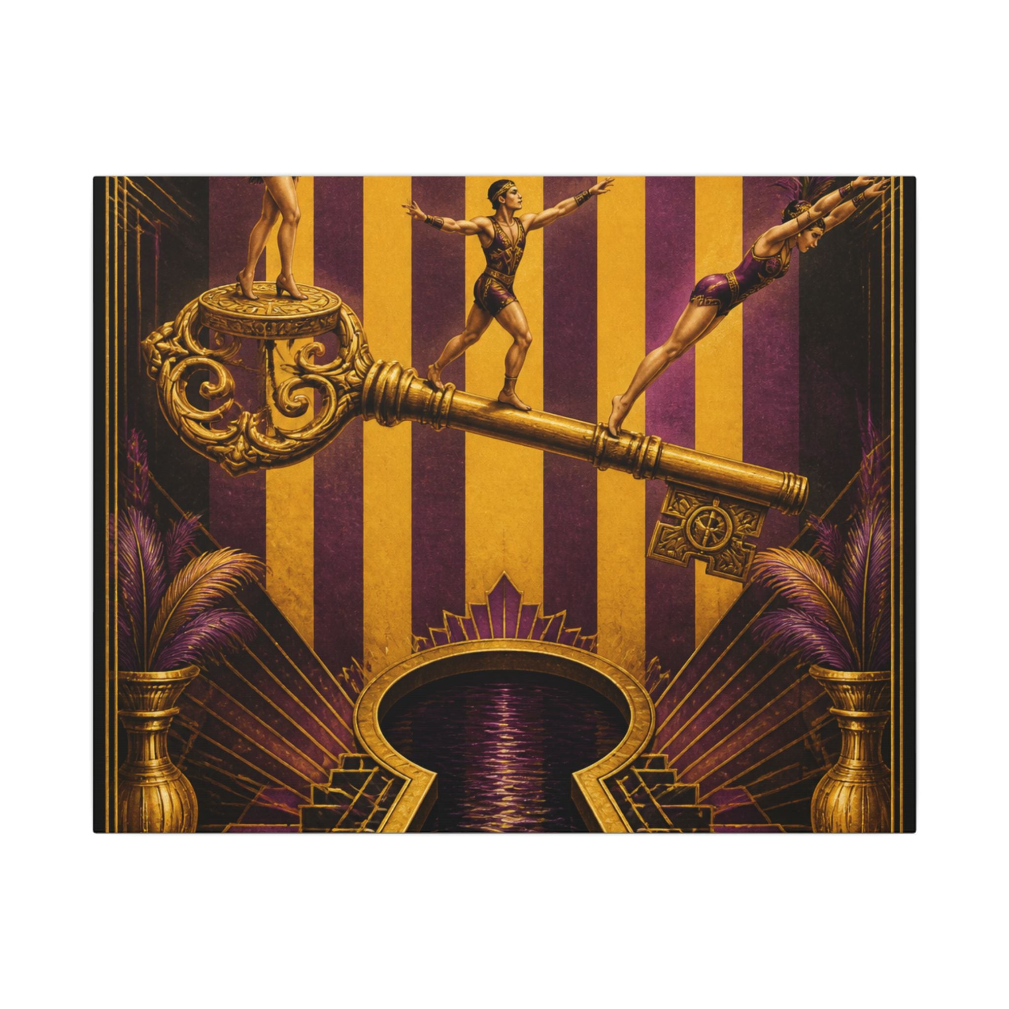 Giant Key Performance Wall Art Canvas 24×36 Art Deco Bar Area Decor Maximalist Print