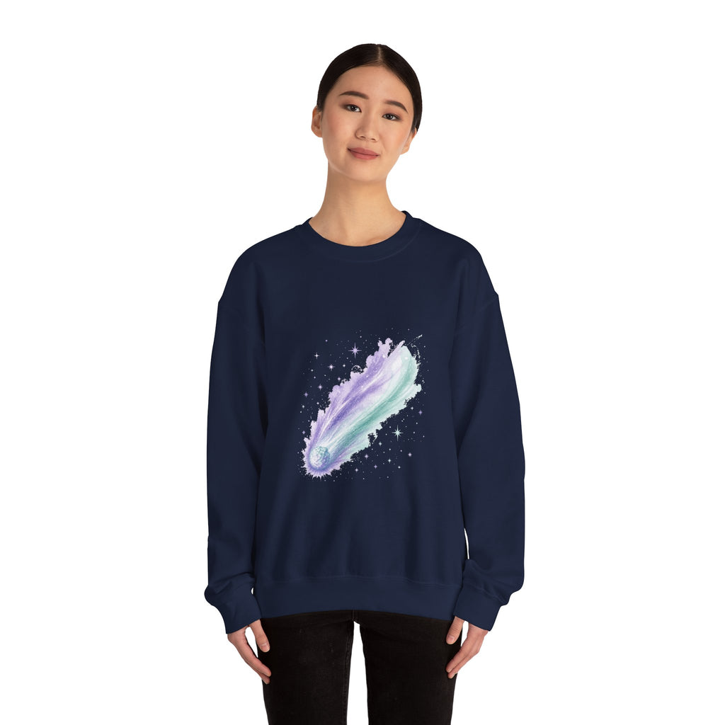 Matching Couple Sweatshirt - Comet & Asteroid Matching Couple Premium Fleece Sweatshirt Watercolor Art His Hers Birthday Gift - Design A
