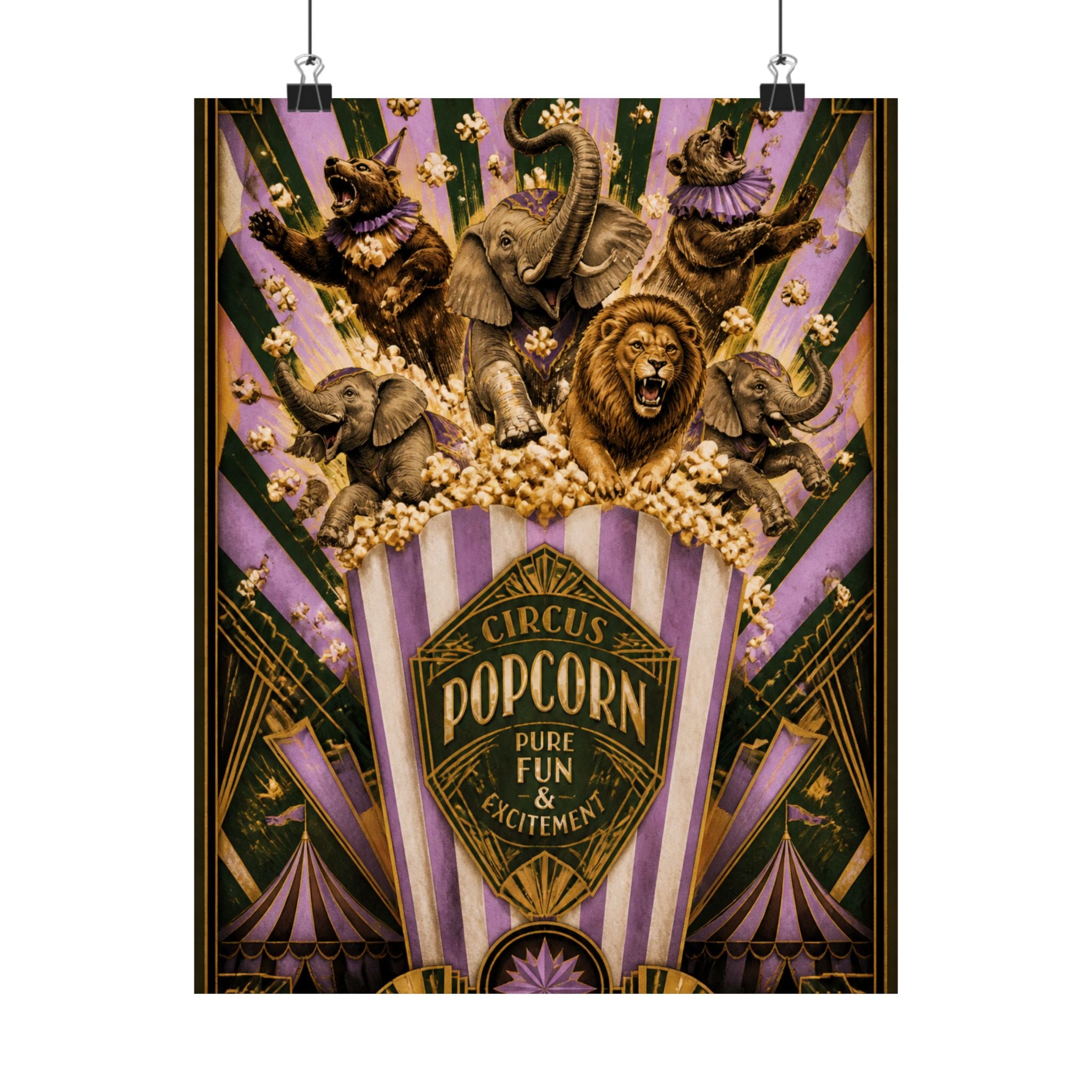 Popcorn Box Animals Wall Art Poster 18×24 Art Deco Entryway Decor Maximalist Print