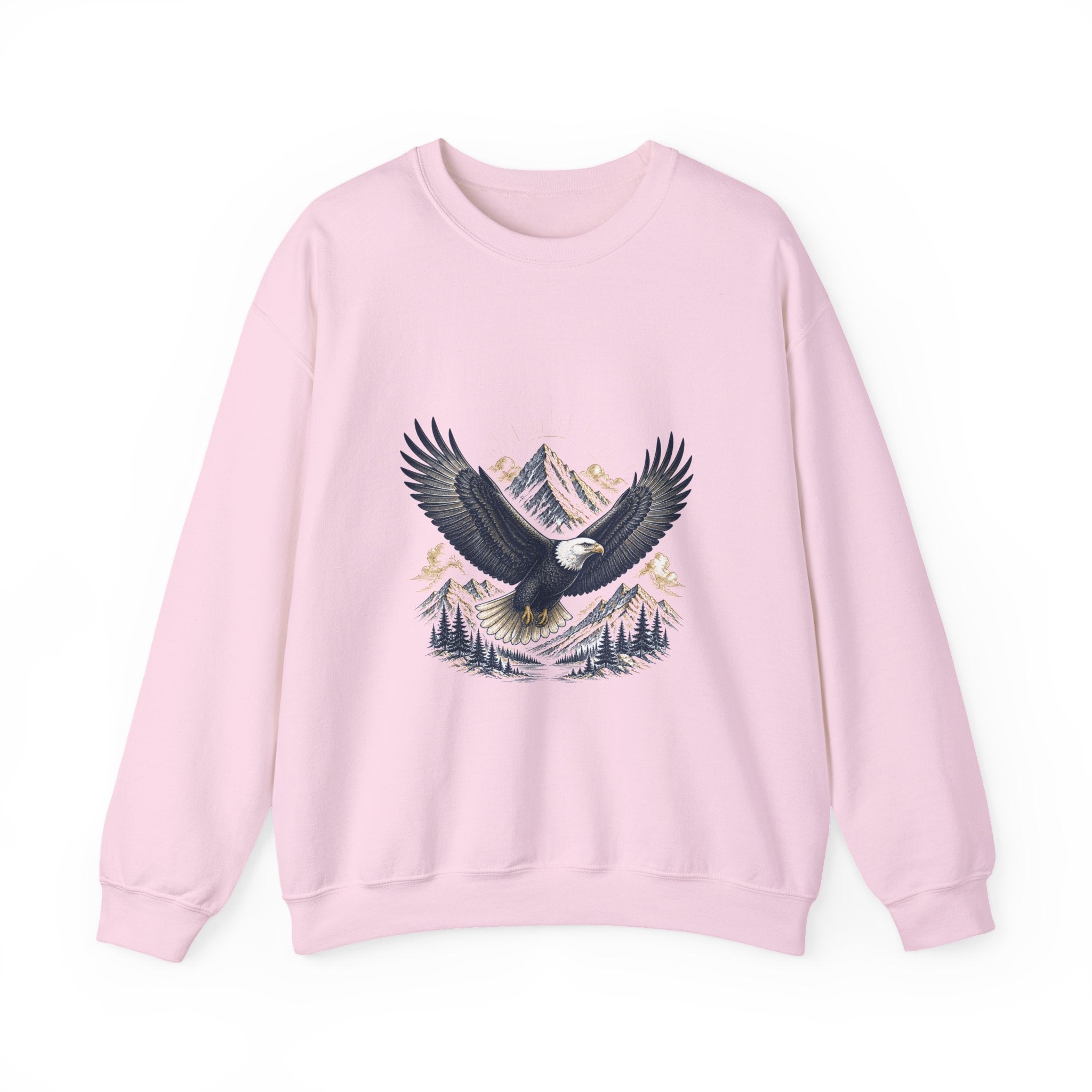 Matching Couple Sweatshirt - Eagle & Whale Matching Couple Crewneck Sweatshirt Vintage Art His Hers Wedding Gift - Design A