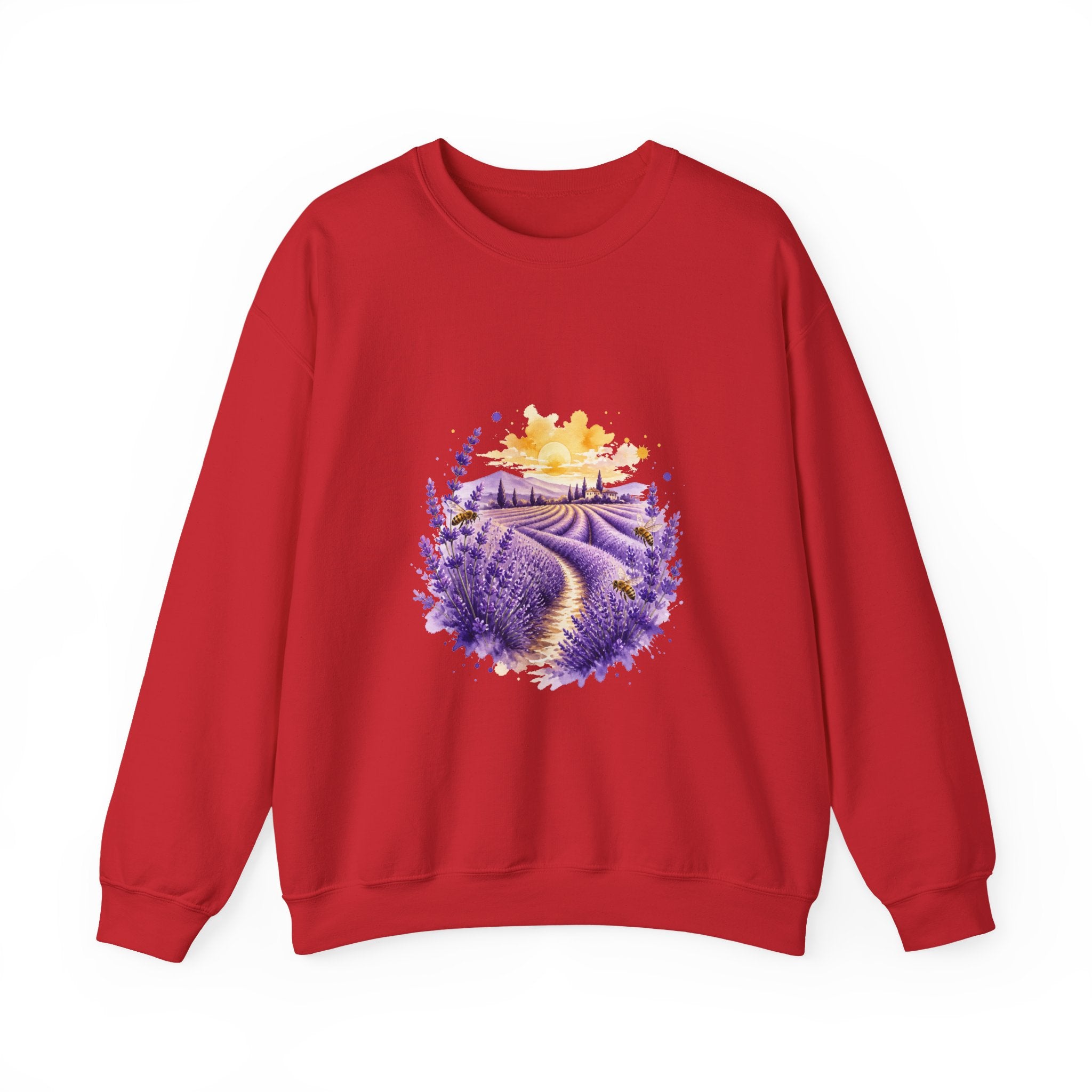 Matching Couple Sweatshirt - Lavender Fields & Canyon Matching Couple Premium Fleece Sweatshirt Watercolor Art His Hers Birthday Gift - Design A