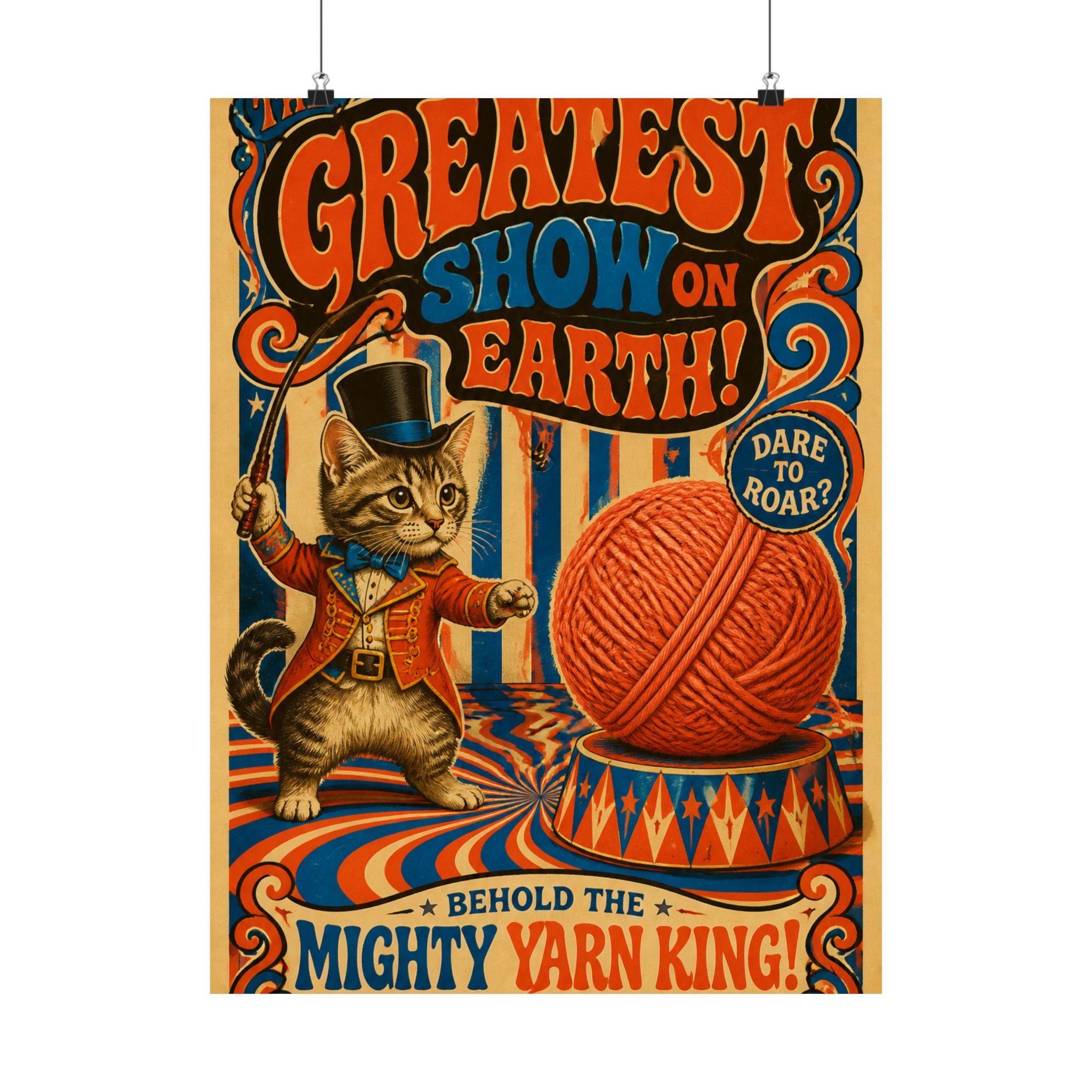 Cat Lion Tamer Wall Art Poster 18×24 Psychedelic Cafe Decor Maximalist Print