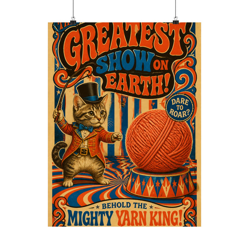 Cat Lion Tamer Wall Art Poster 18×24 Psychedelic Cafe Decor Maximalist Print