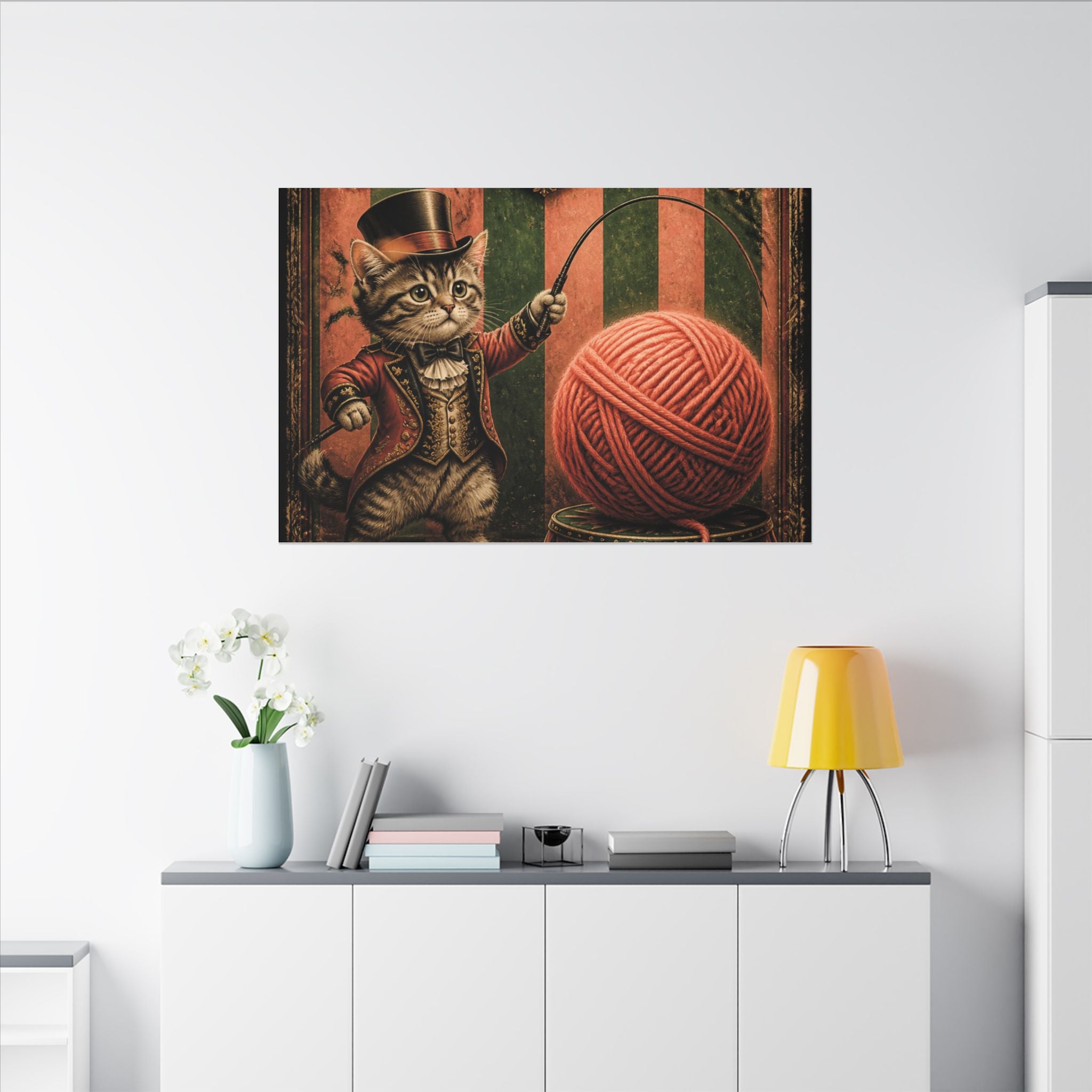 Cat Lion Tamer Wall Art Canvas 16×20 Baroque Home Office Decor Maximalist Print
