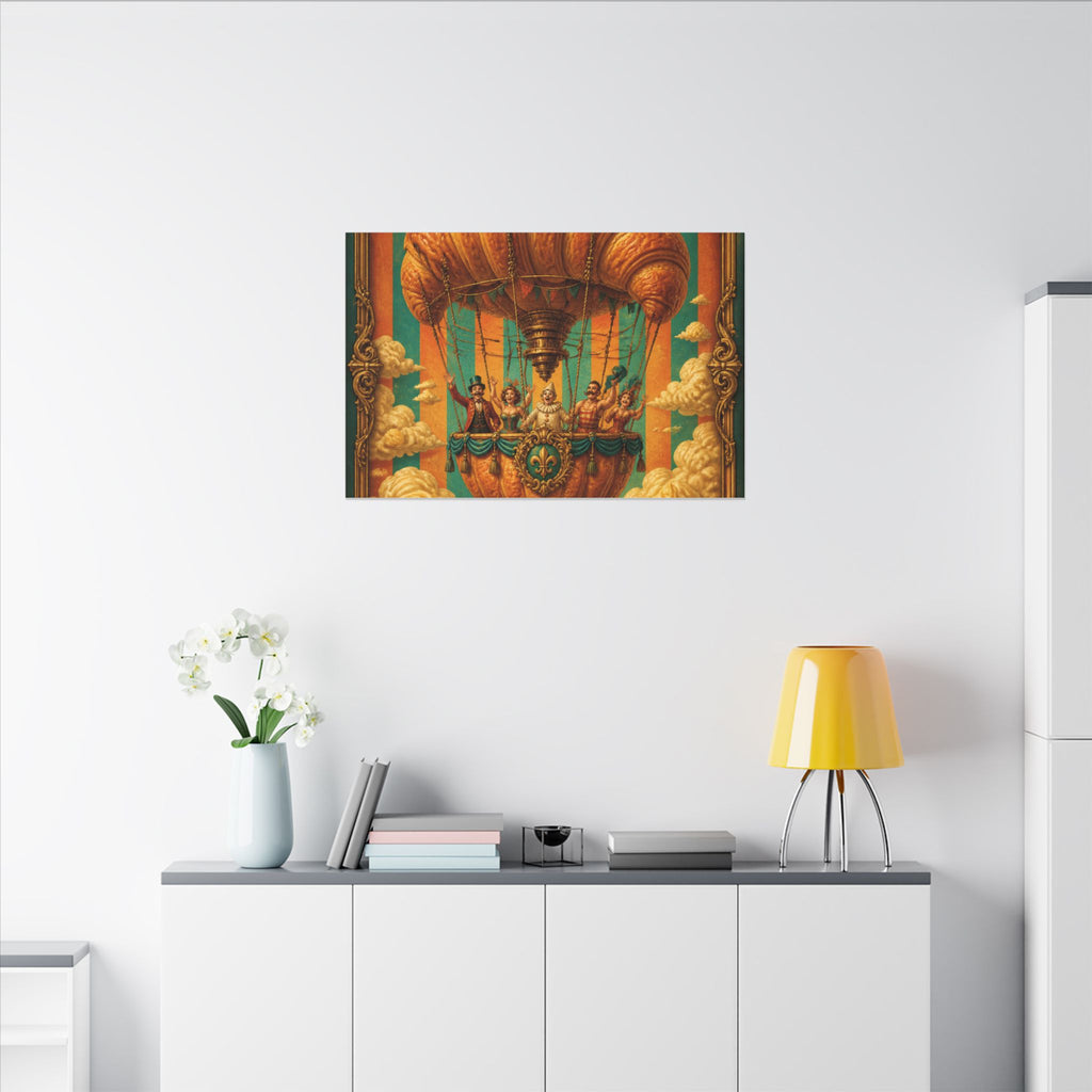 Croissant Hot Air Balloon Wall Art Canvas 24×36 Baroque Studio Decor Maximalist Print