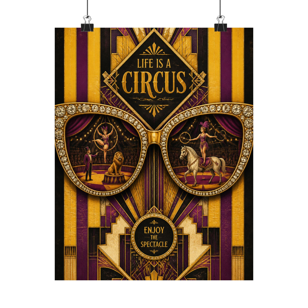 Sunglasses Circus Ring Wall Art Poster 18×24 Art Deco Entryway Decor Maximalist Print