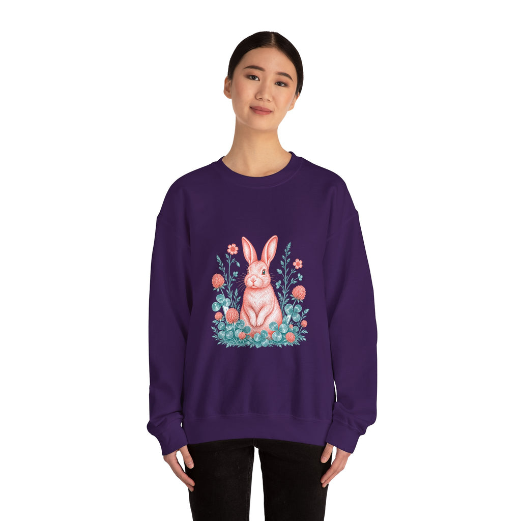 Matching Couple Sweatshirt - Fox & Rabbit Matching Couple Premium Fleece Sweatshirt Vintage Art His Hers Honeymoon Gift - Design B