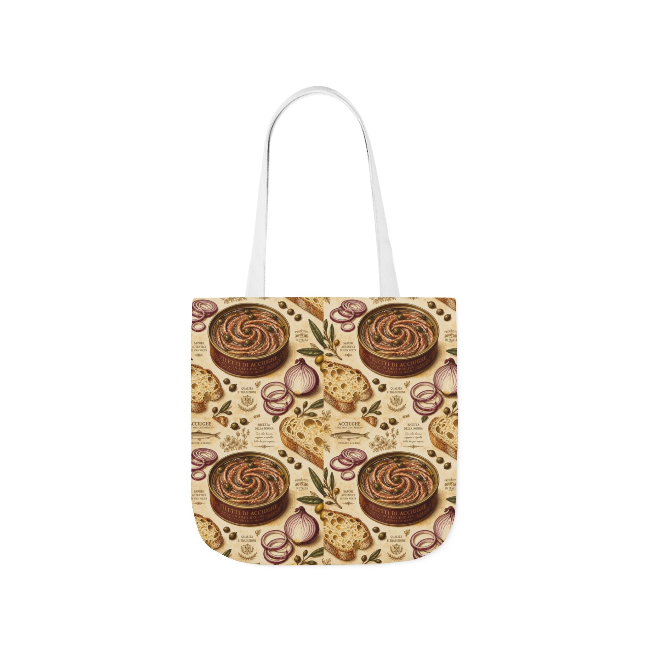 Anchovies & Capers Canvas Tote Bag Mediterranean Kitchen Botanical Design Italian Cottagecore Gift