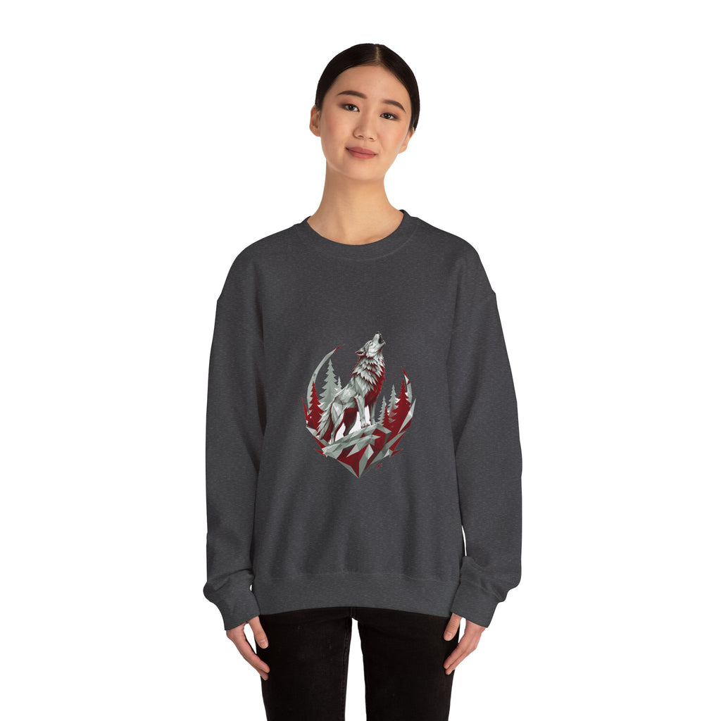 Matching Couple Sweatshirt - Wolf & Dove Matching Couple Premium Fleece Sweatshirt Geometric Art His Hers Love Gift - Design A
