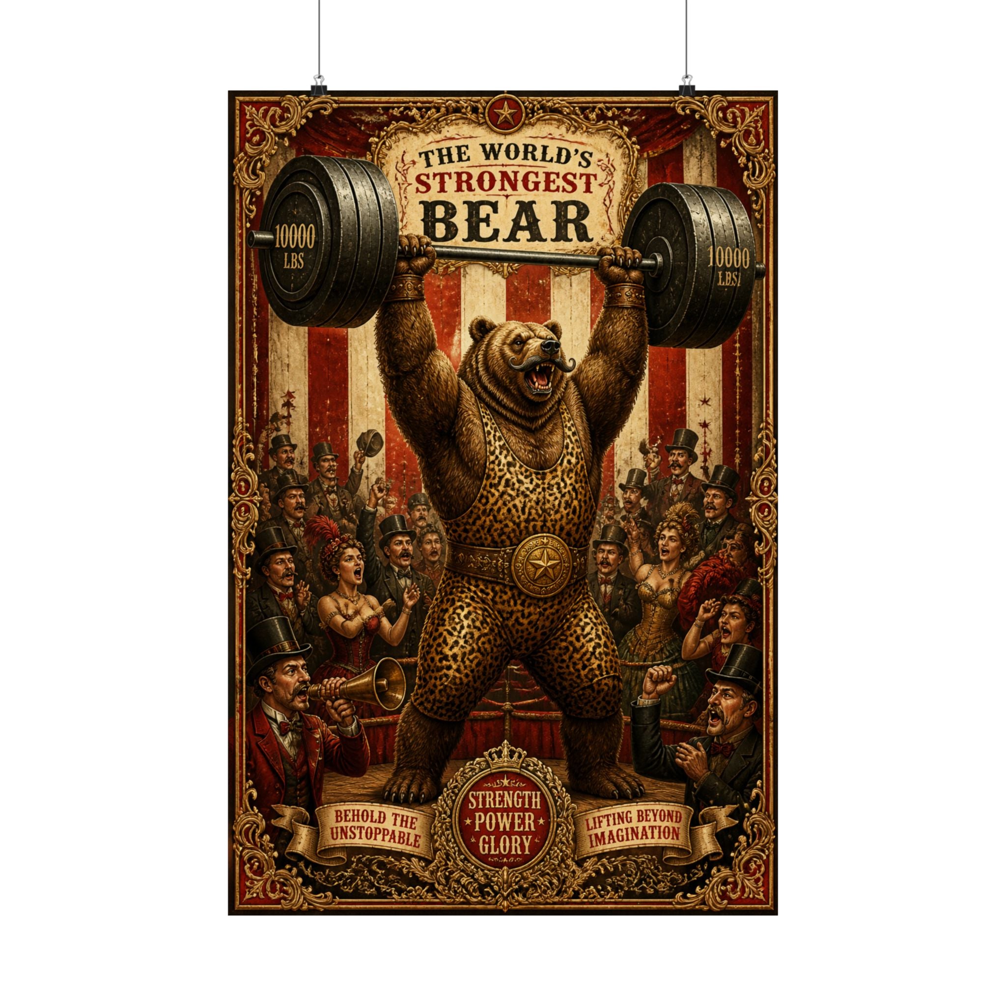 Strongman Bear Wall Art Poster 18×24 Baroque Home Office Decor Maximalist Print