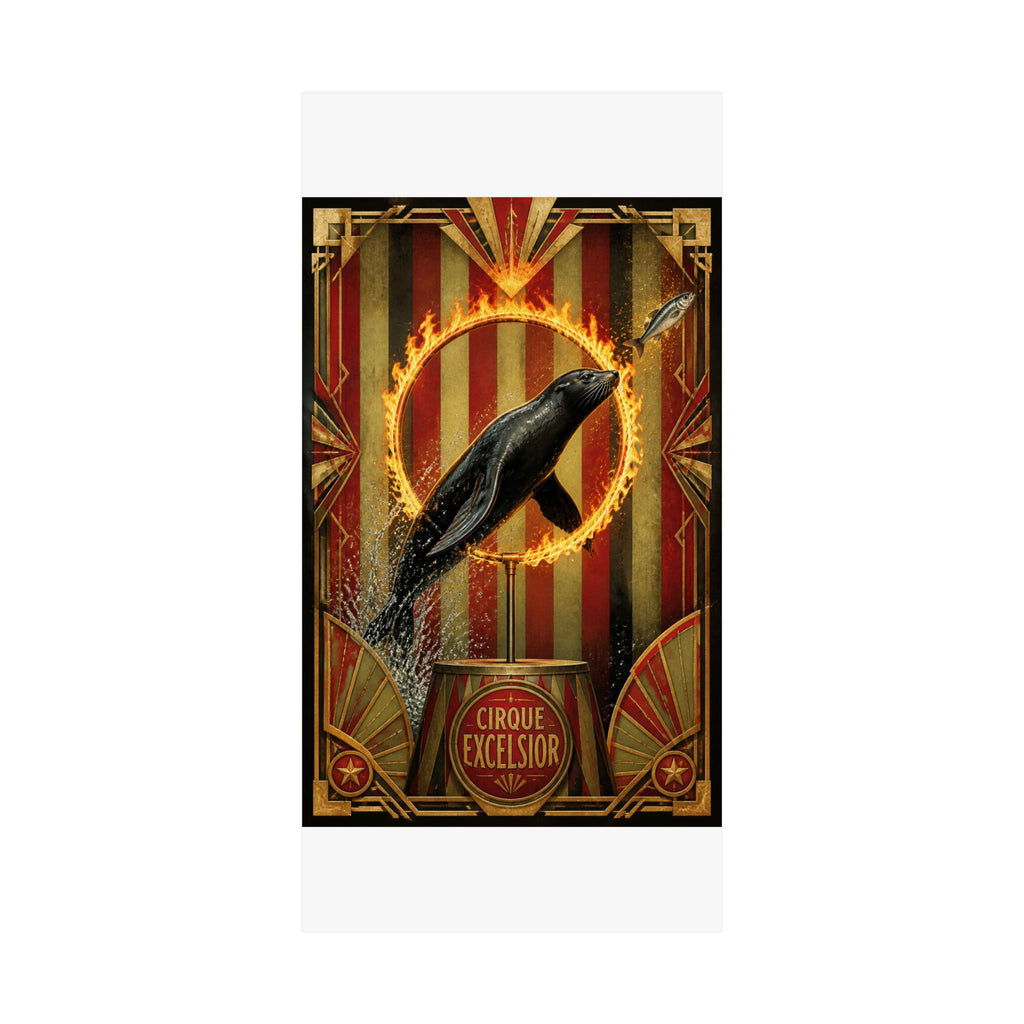 Seal Fire Hoop Wall Art Poster 24×36 Art Deco Bar Area Decor Maximalist Print