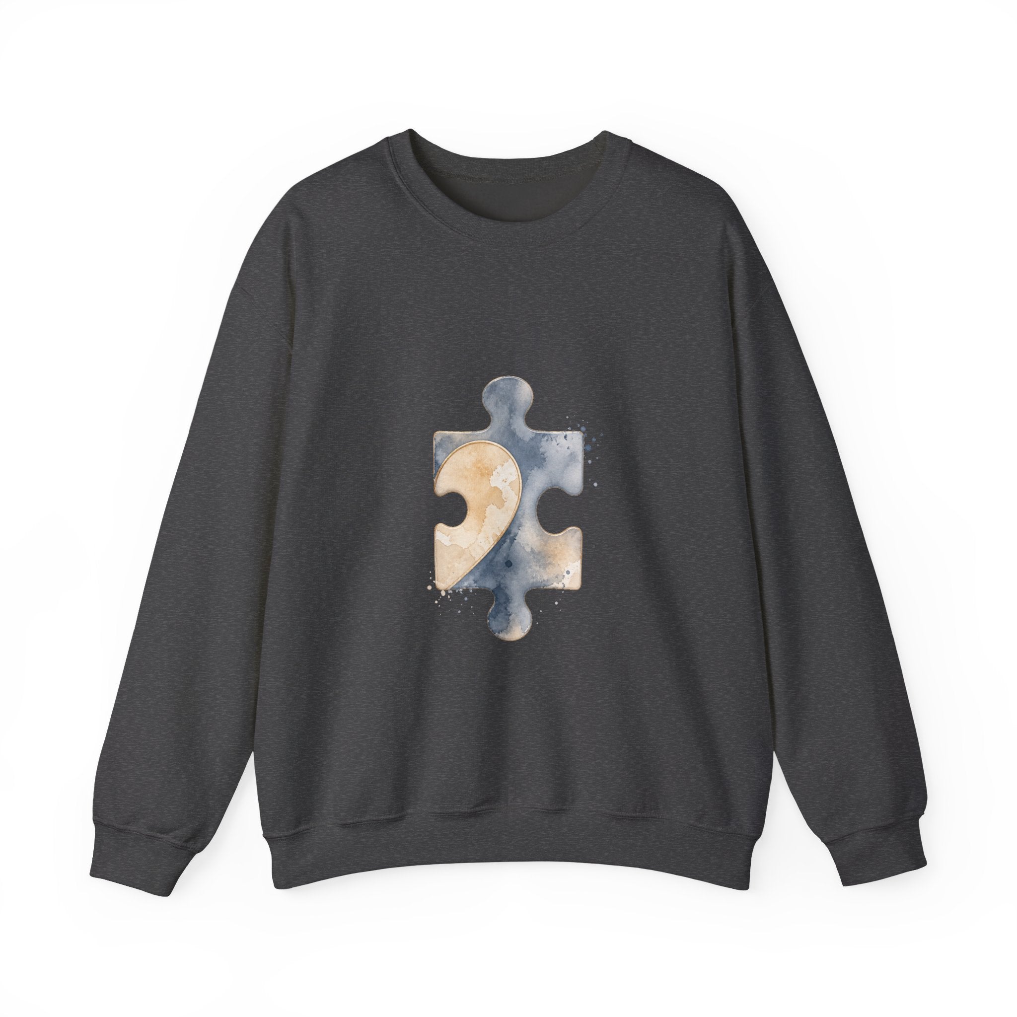Matching Couple Sweatshirt - Puzzle Pieces Matching Couple Premium Fleece Sweatshirt Watercolor Art His Hers Birthday Gift - Design B