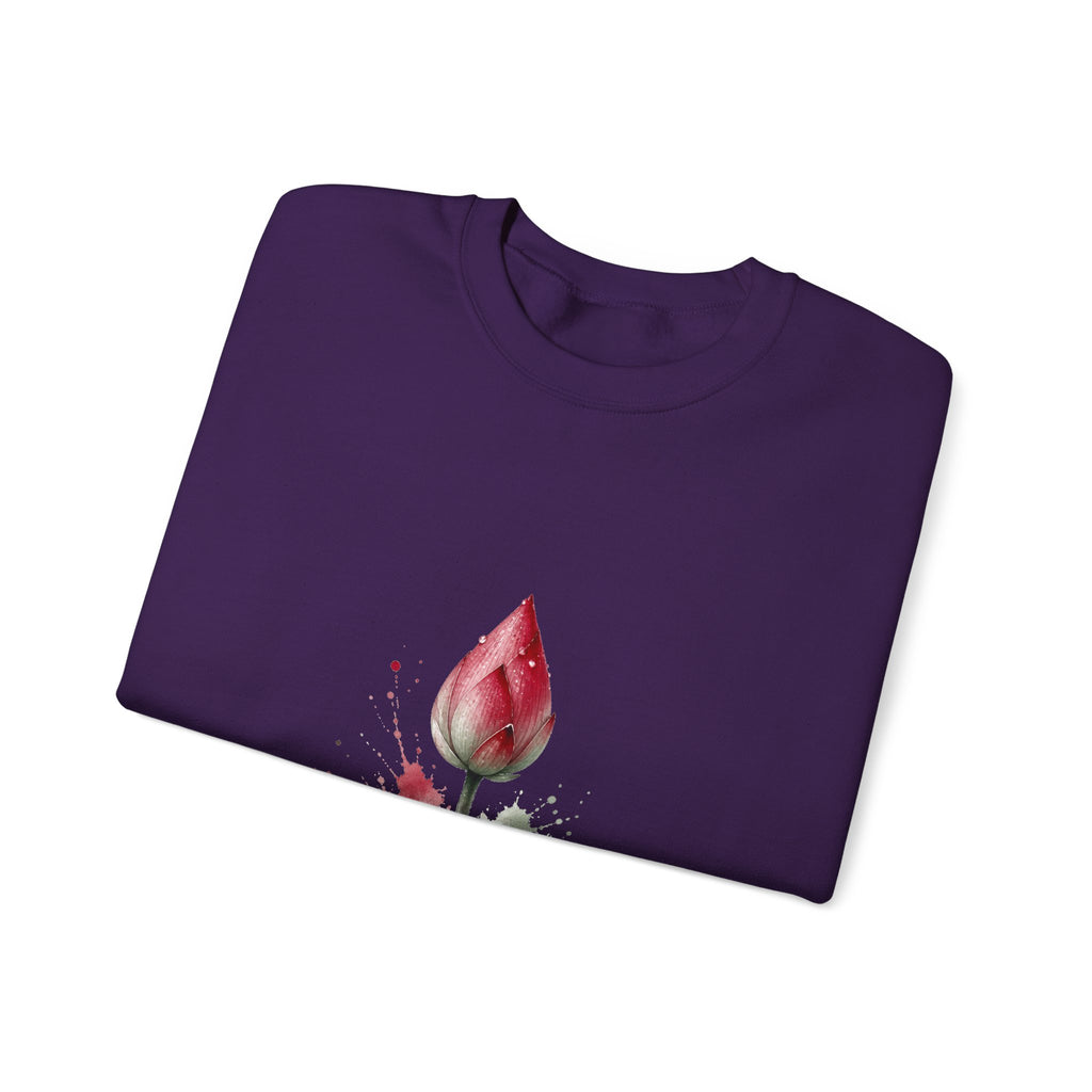 Matching Couple Sweatshirt - Open & Closed Lotus Matching Couple Crewneck Sweatshirt Watercolor Art His Hers Engagement Gift - Design B